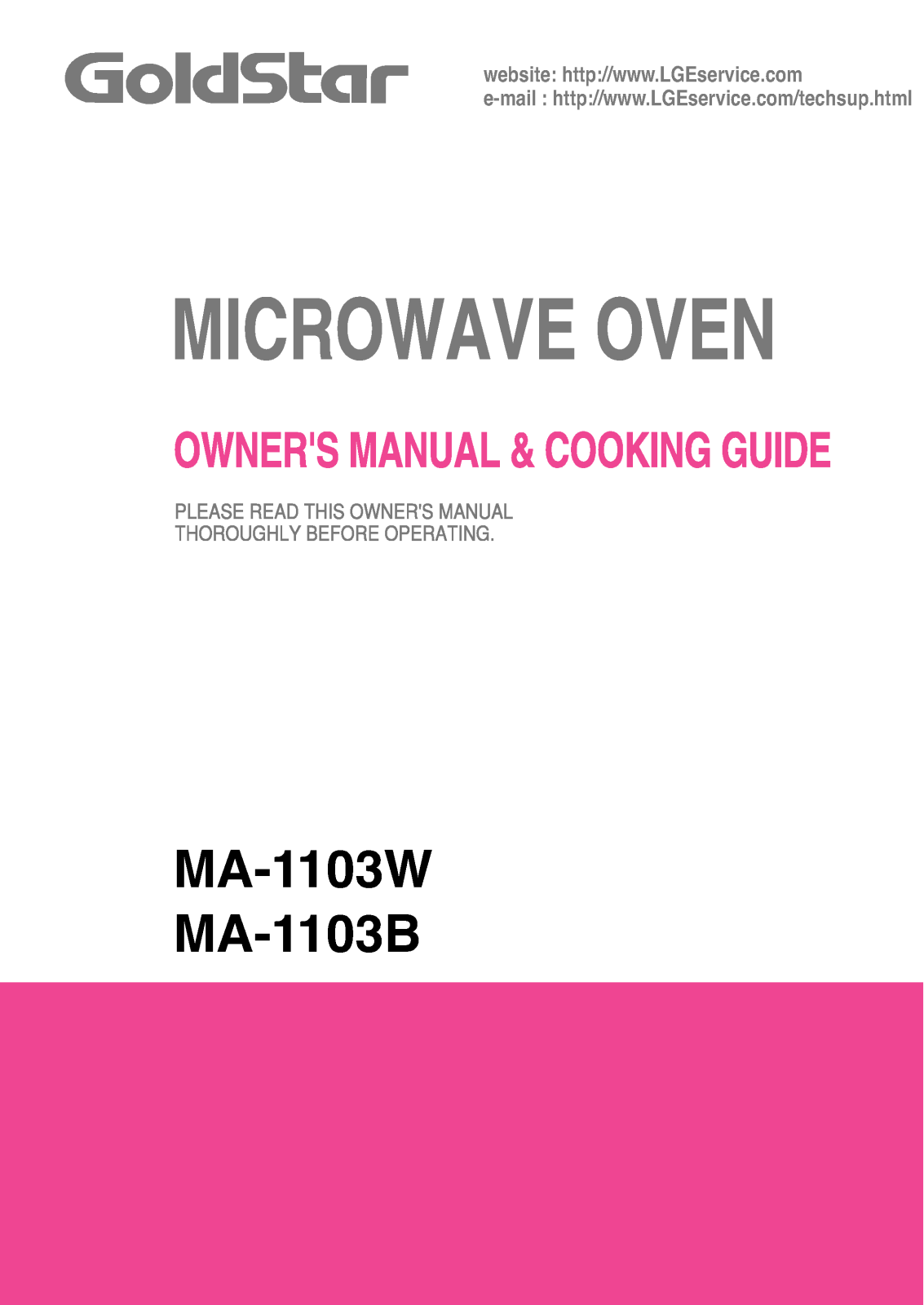 LG MA-1103W, MA-1103B User Manual