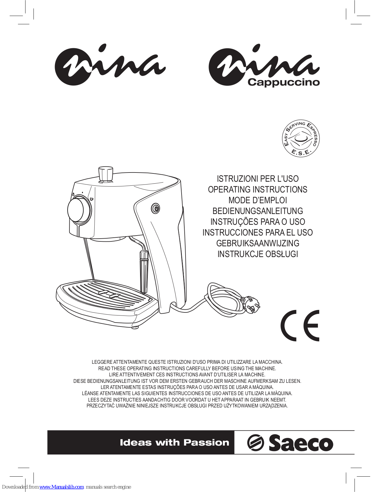 Saeco Nina, SIN 026 Operating Instructions Manual