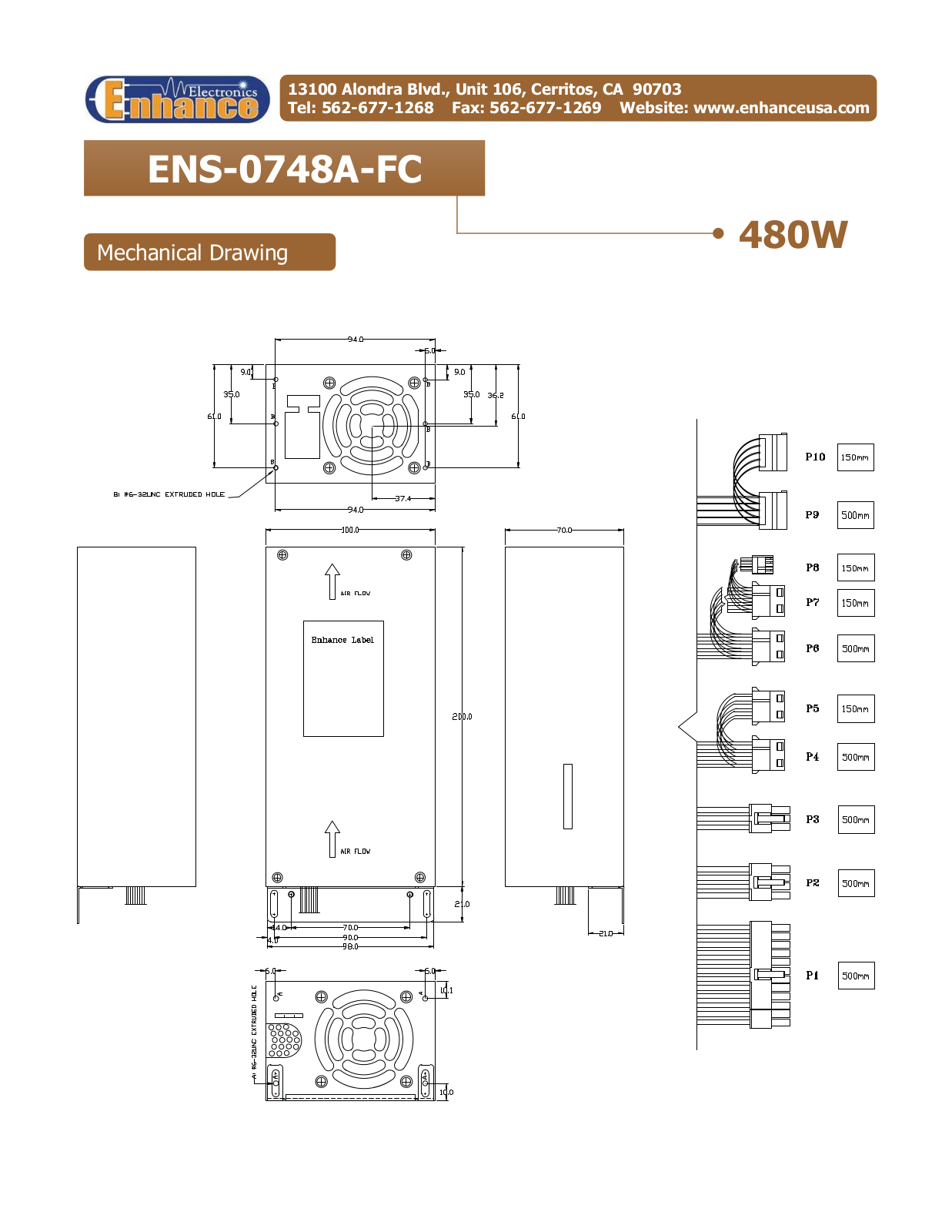 Enhance ENS-0748A-FC MECHANICAL DRAWING