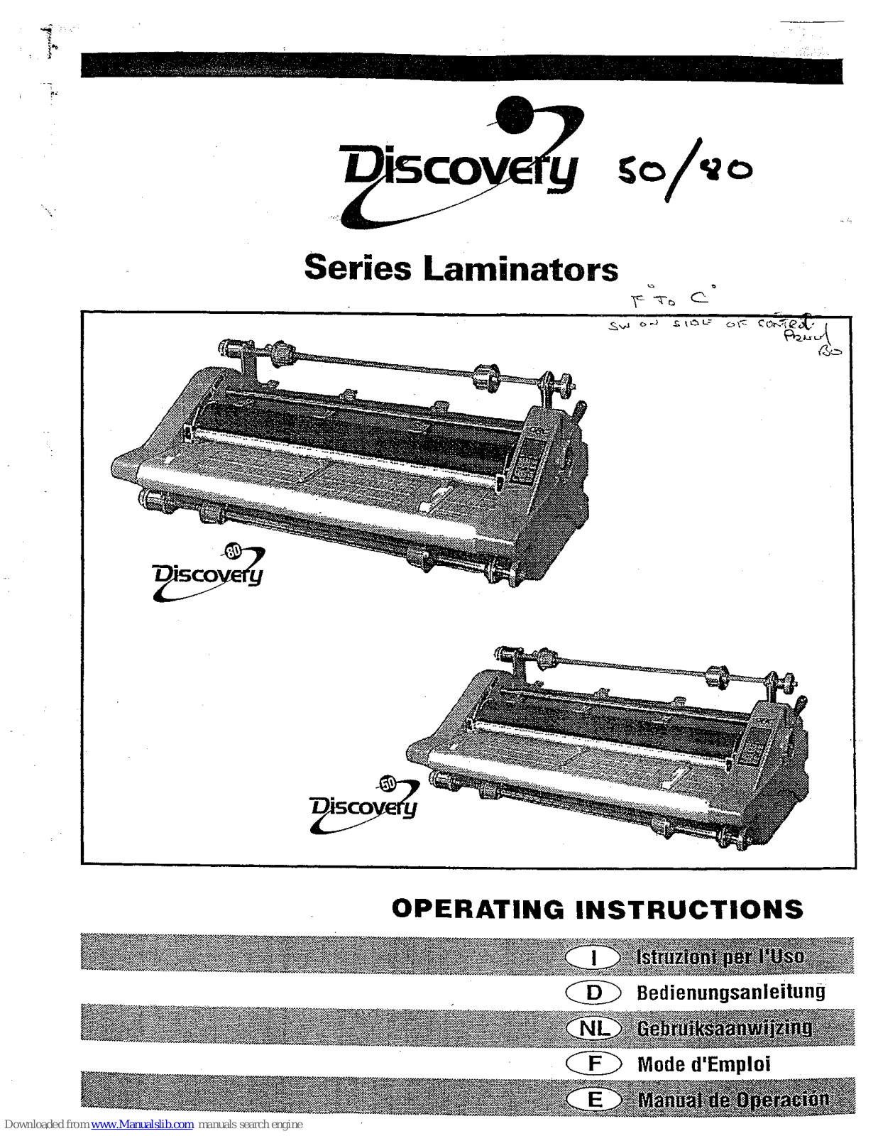 GBC Discovery 50, Discovery 80 Operating Instructions Manual