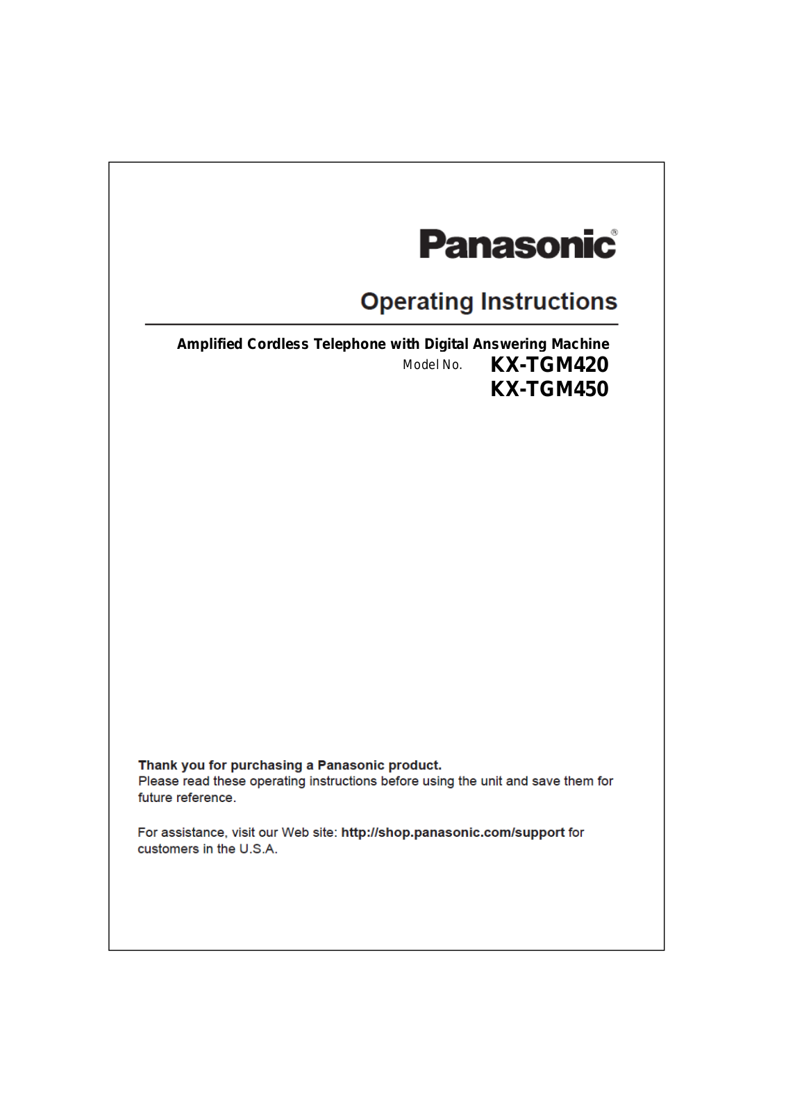 Panasonic 96NKX TGM420, 96NKX TGMA45, 96NKX TGM450 Users Manual