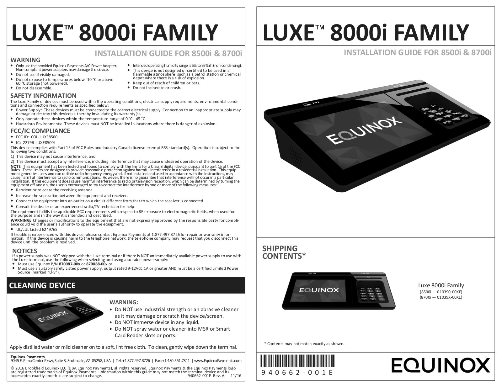 NBS Payment Solutions LUXE8500I User Manual