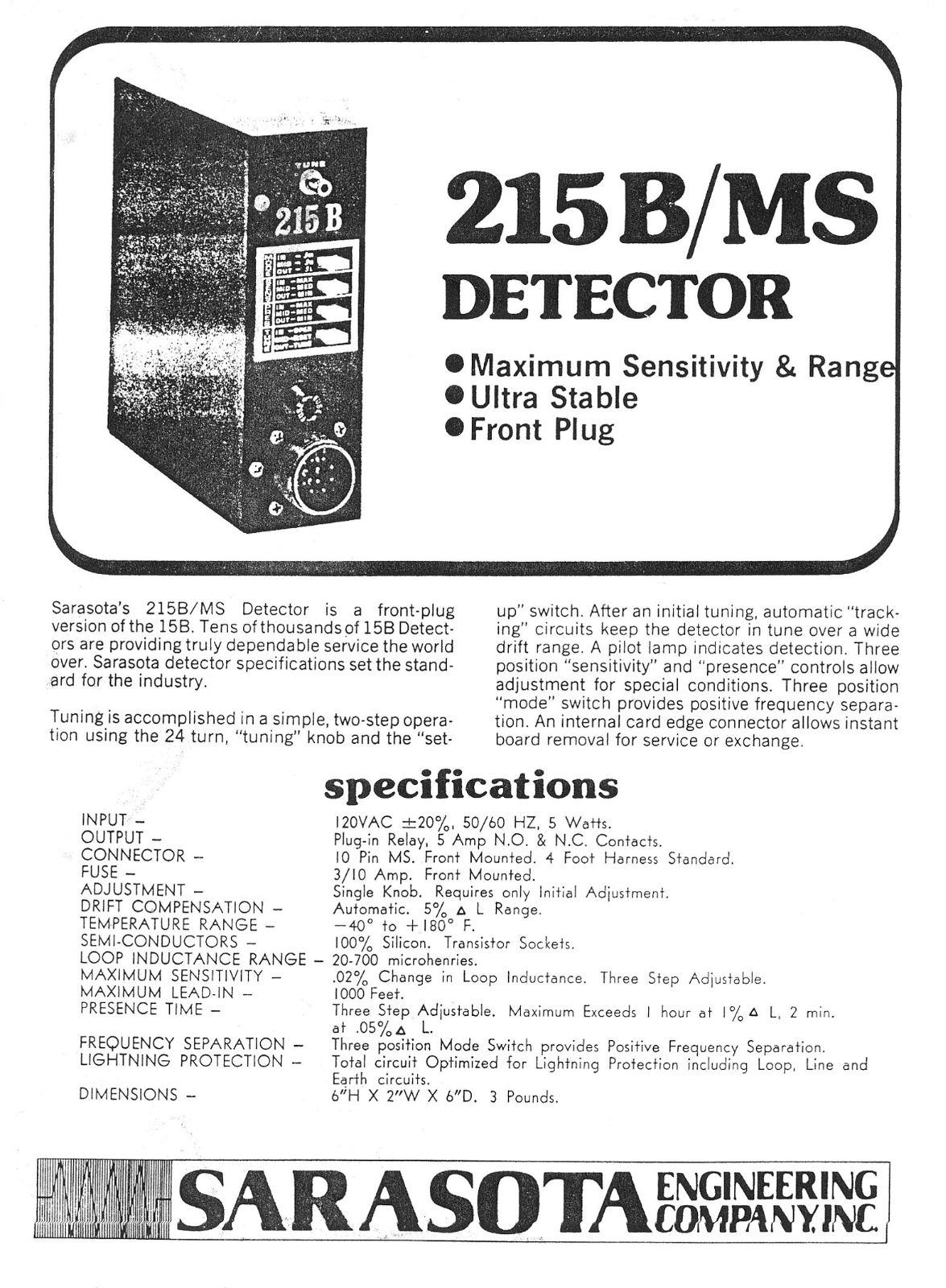 Sarasota 215 MS, 215 B User Manual