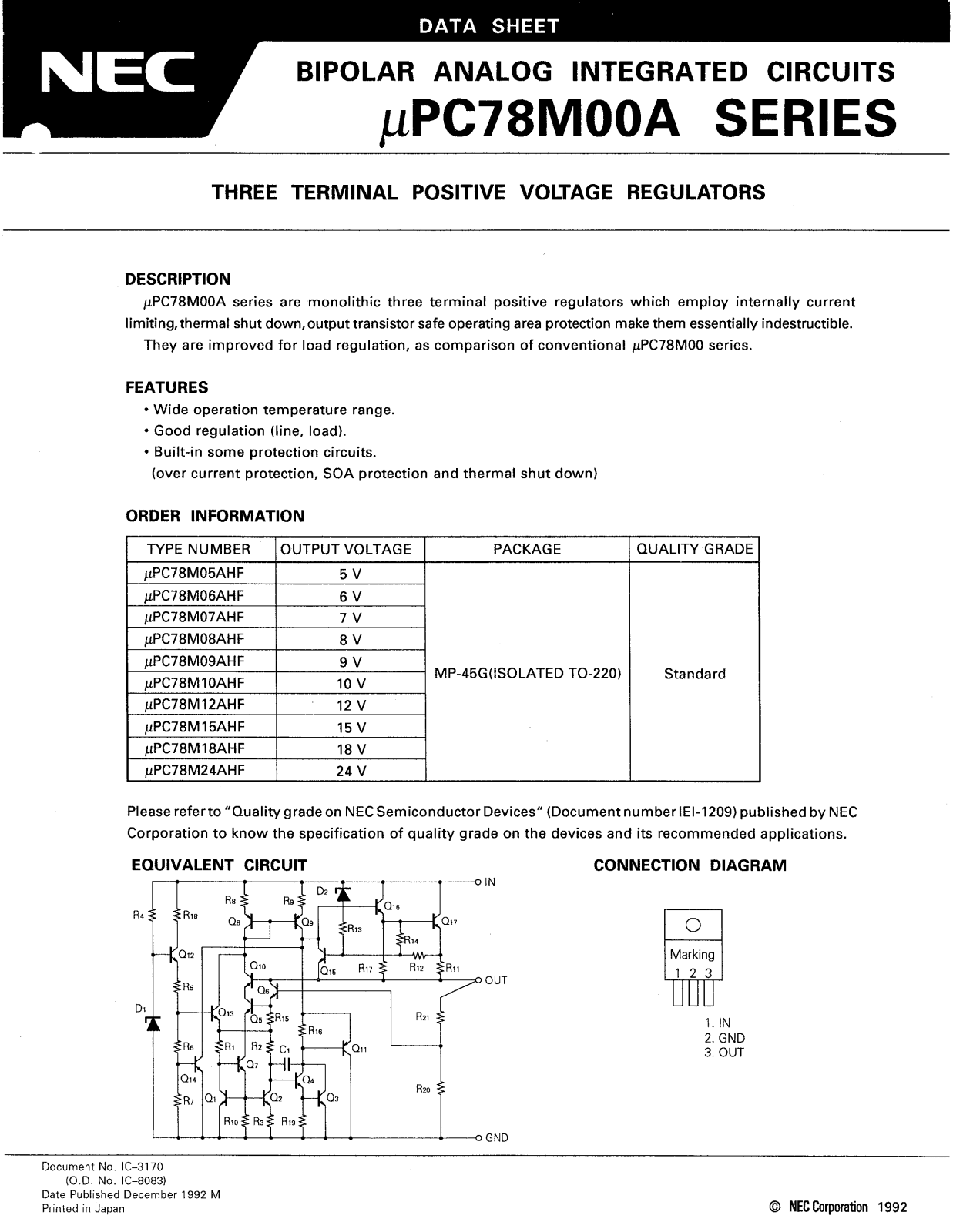 NEC UPC78M15AHF, UPC78M12AHF, UPC78M10AHF, UPC78M09AHF, UPC78M08AHF Datasheet