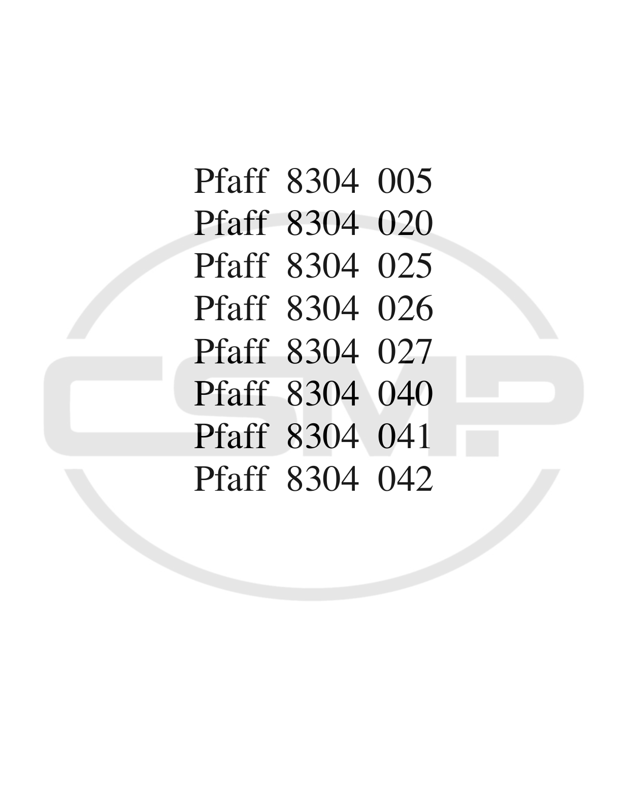 Pfaff 8304 Parts Book