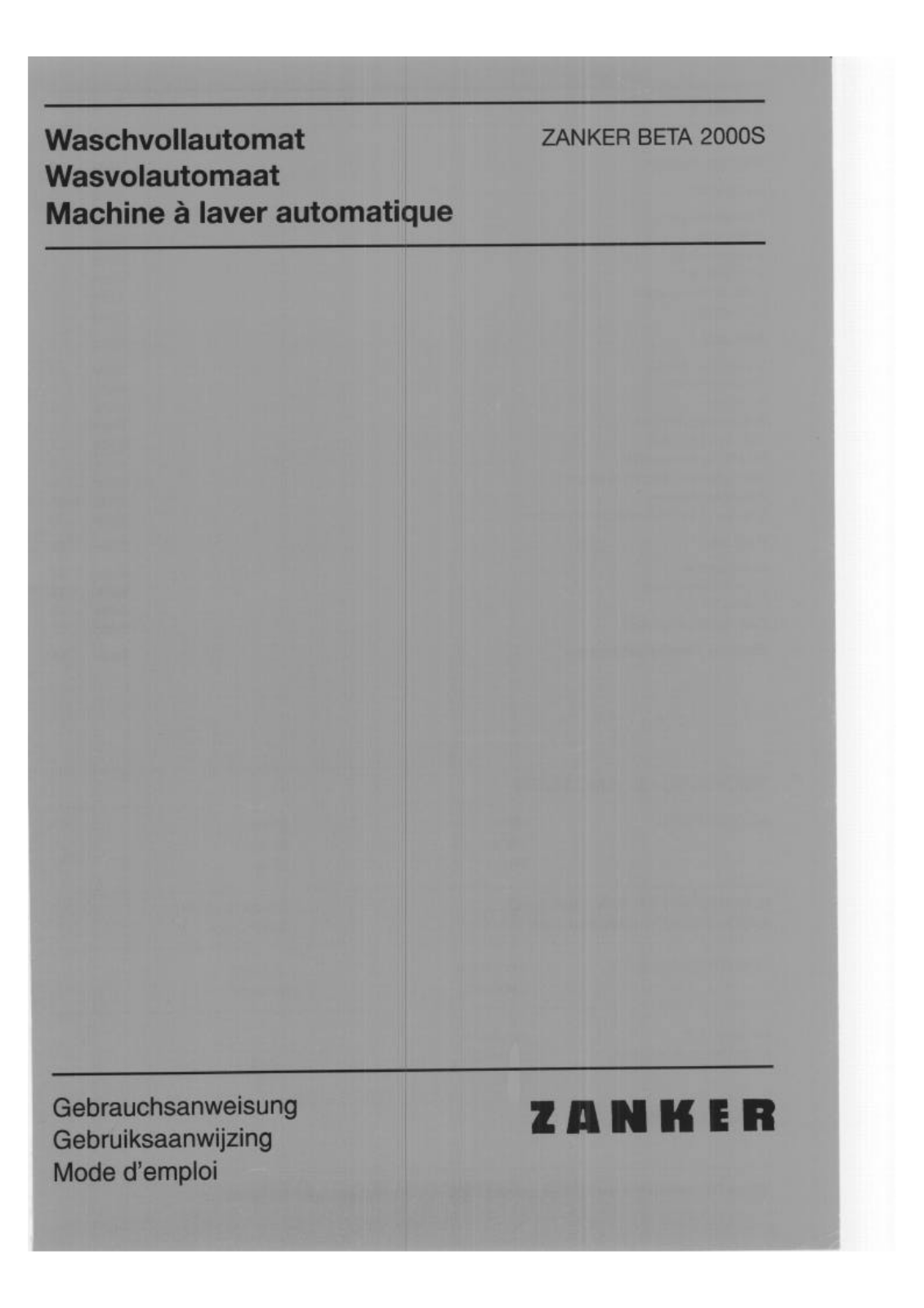 ZANKER BETA2000S User Manual