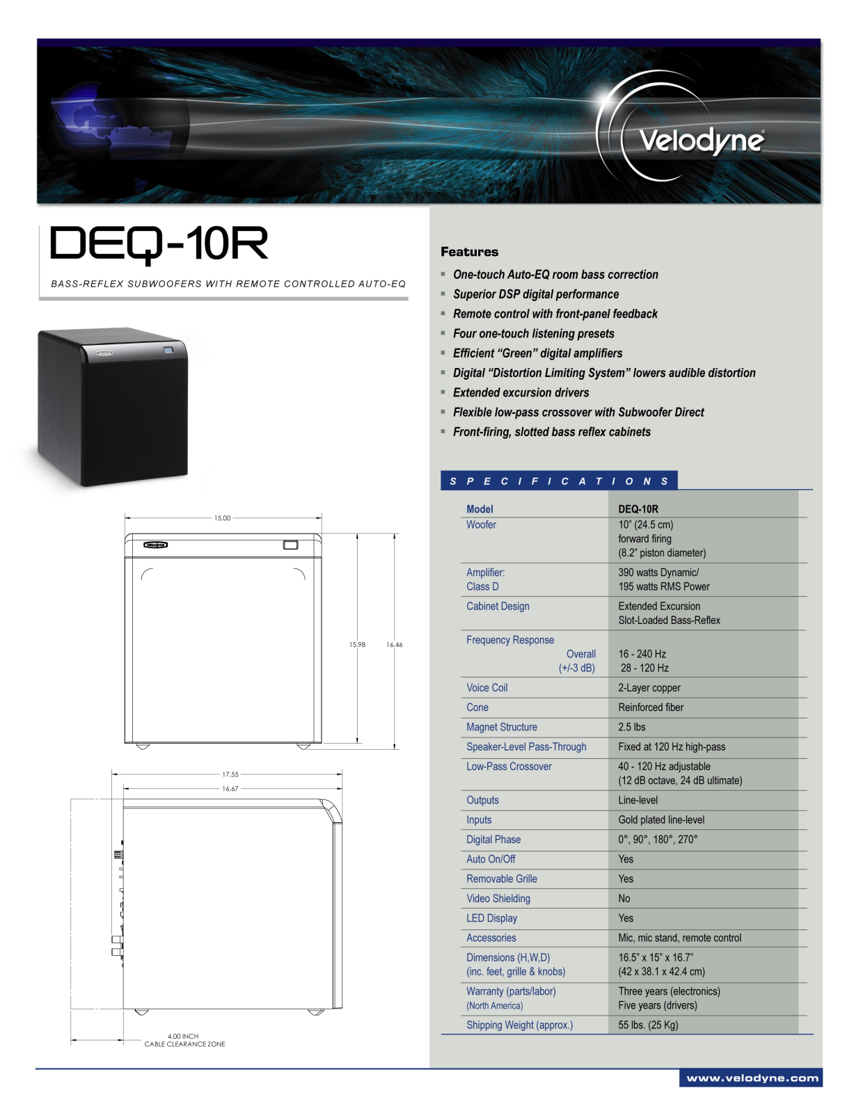 Velodyne DEQ-10R DATASHEET