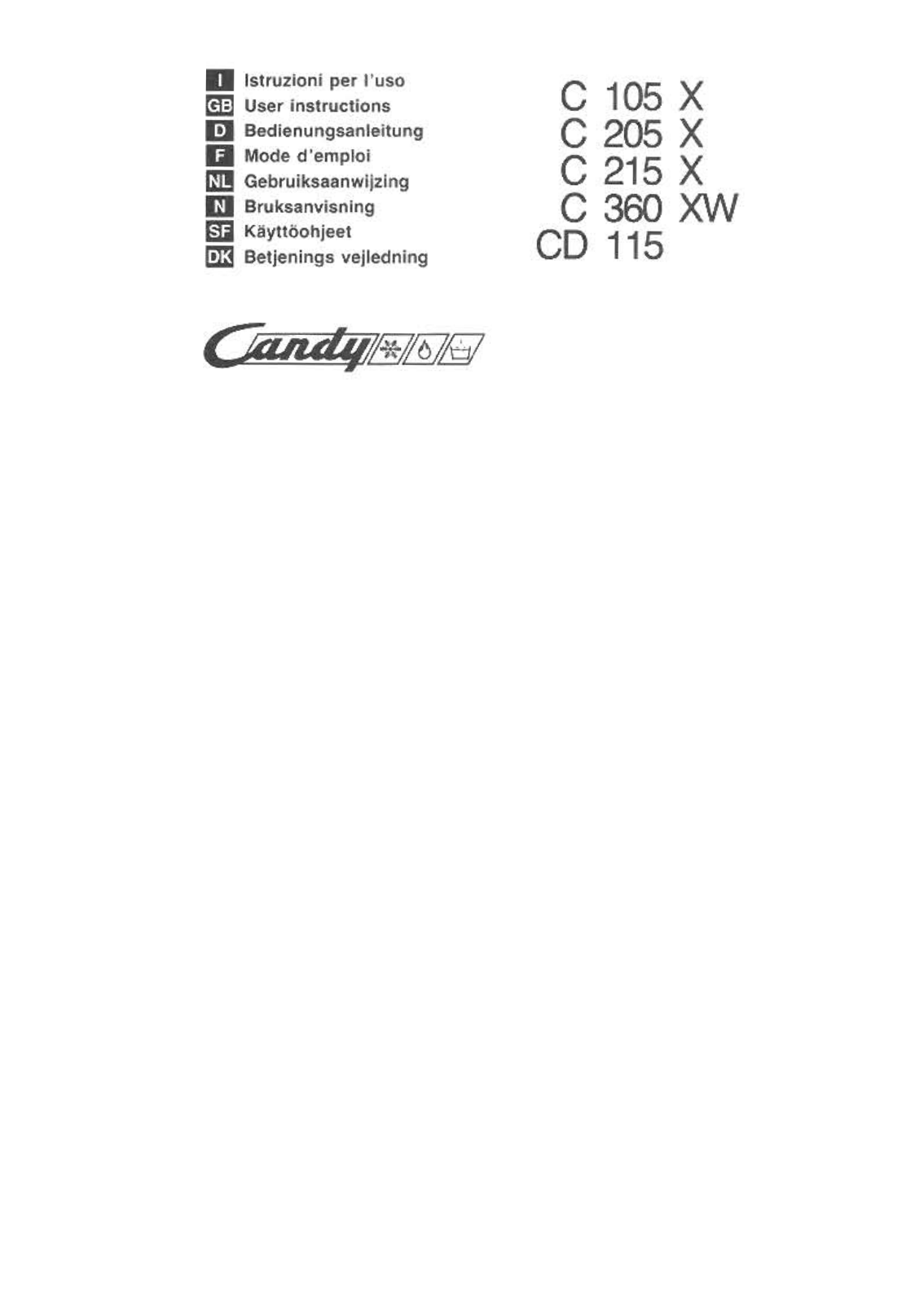 CANDY C215XW, CD115 User Manual