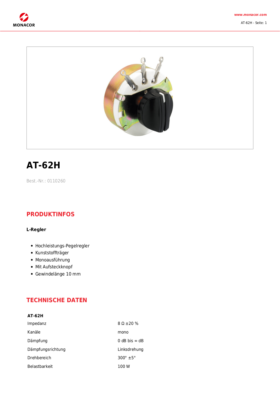MONACOR AT-62H Datasheet - ManualMachine.com