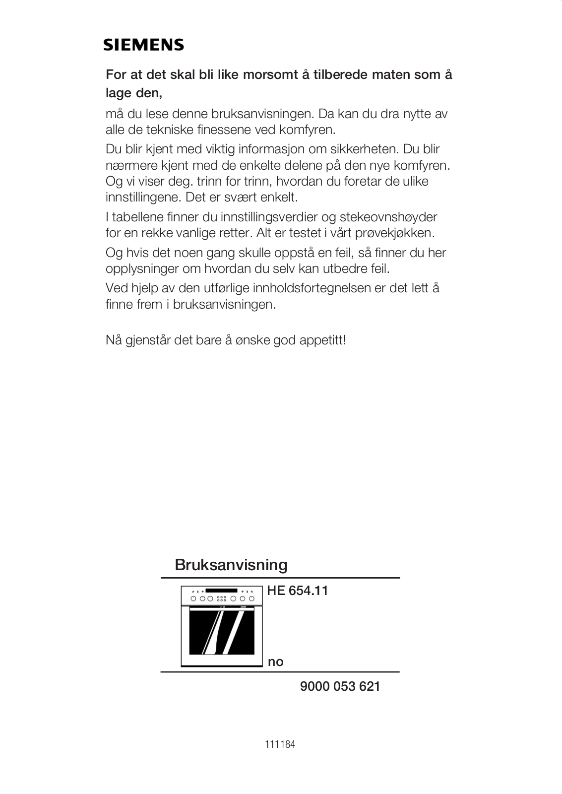 Siemens HE654511 User Manual