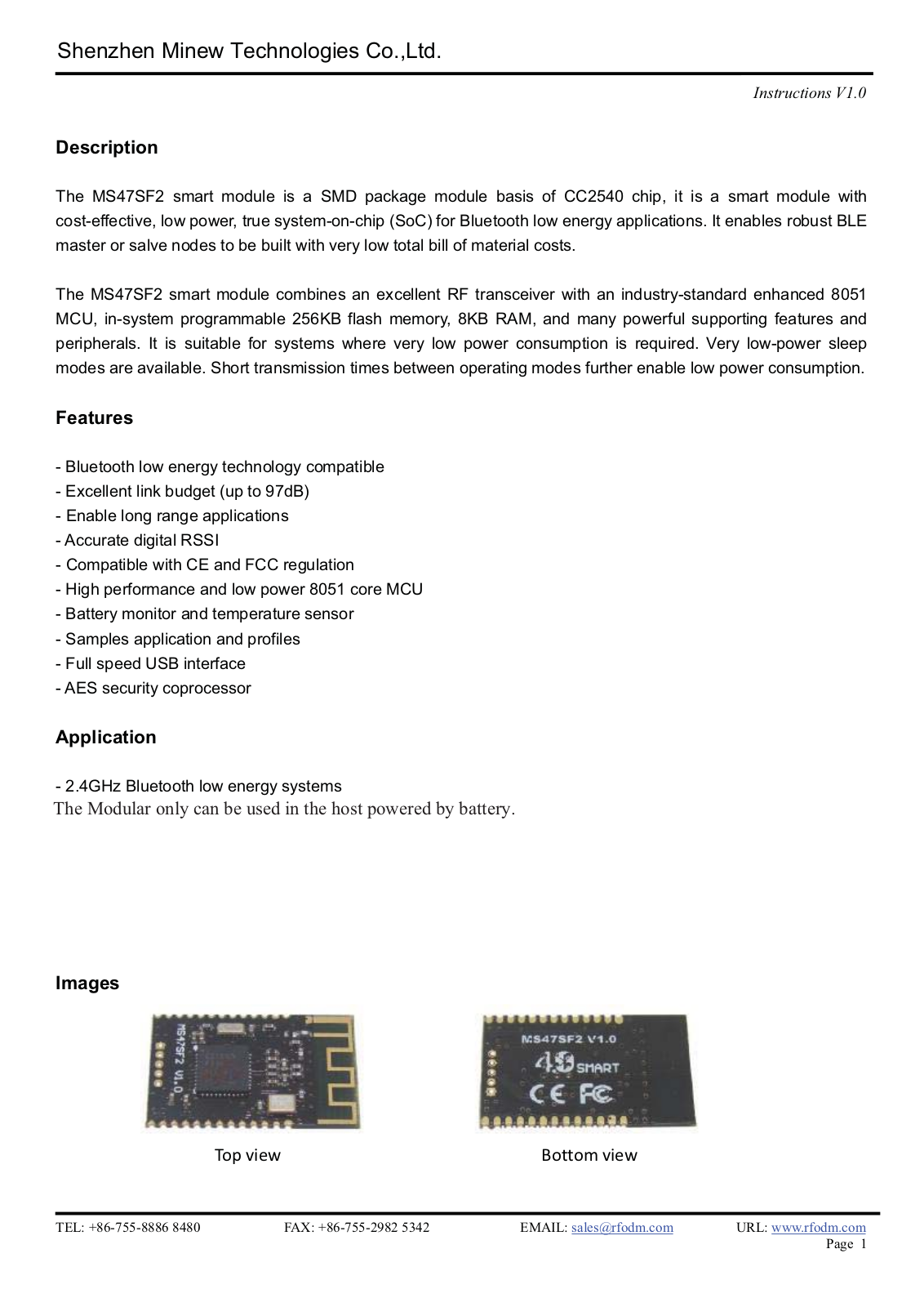 MINEW TECHNOLOGIES MS47SF2 User Manual