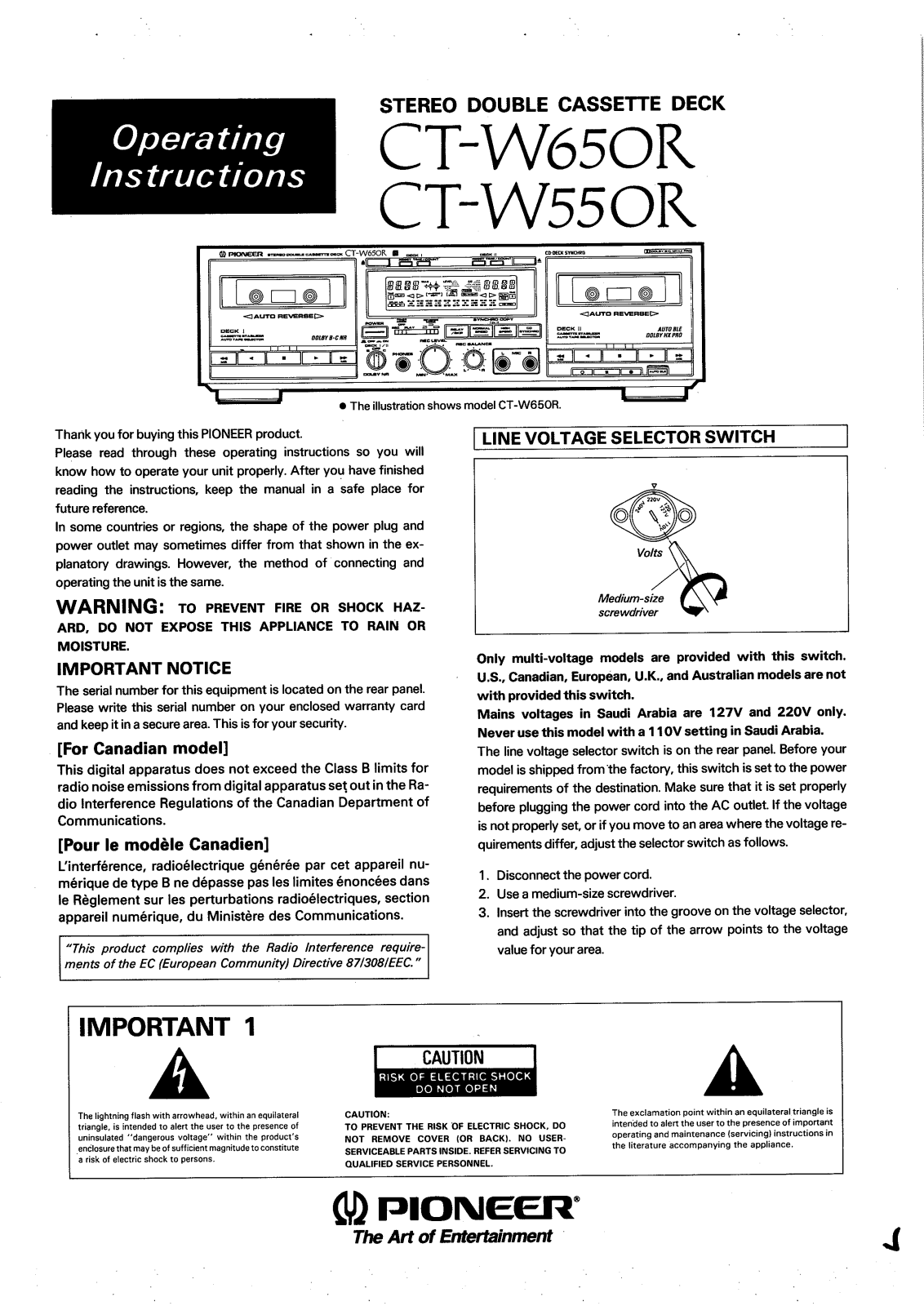 Pioneer CT-W550R, CT-W650R Manual