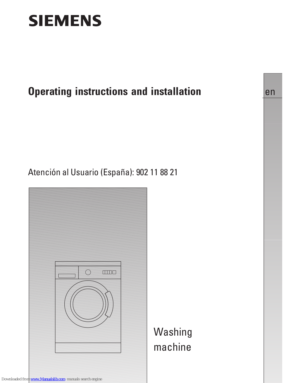 Siemens washing machine, WXLP Operating Instructions And Installation