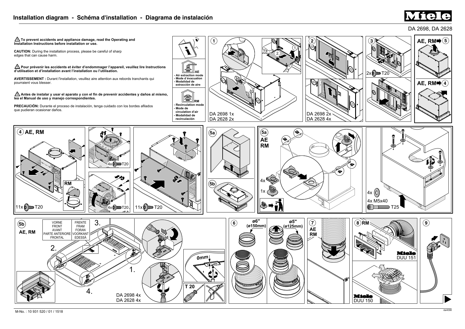 Miele DA2698BRWS, DA2698 Installation Manual