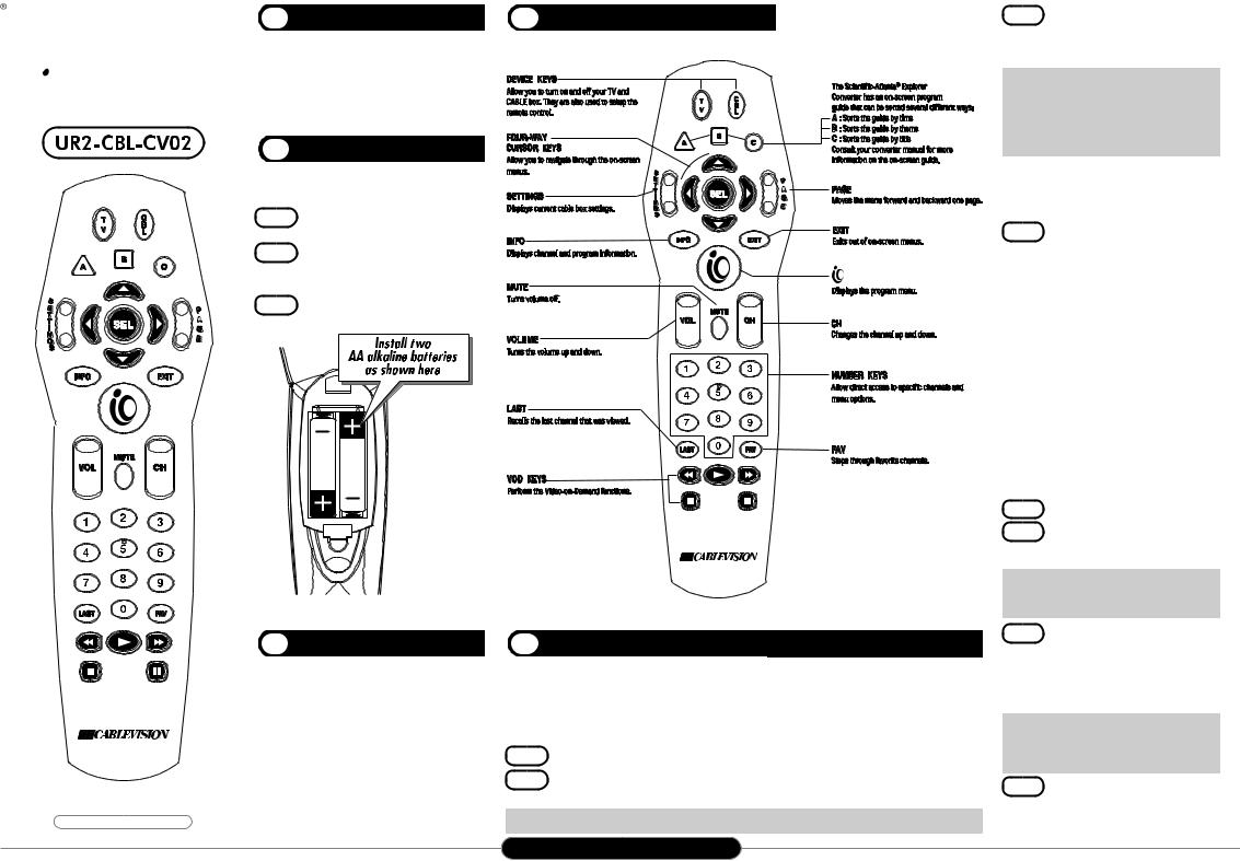 Universal remote control UR2-CBL-CV02 User Manual