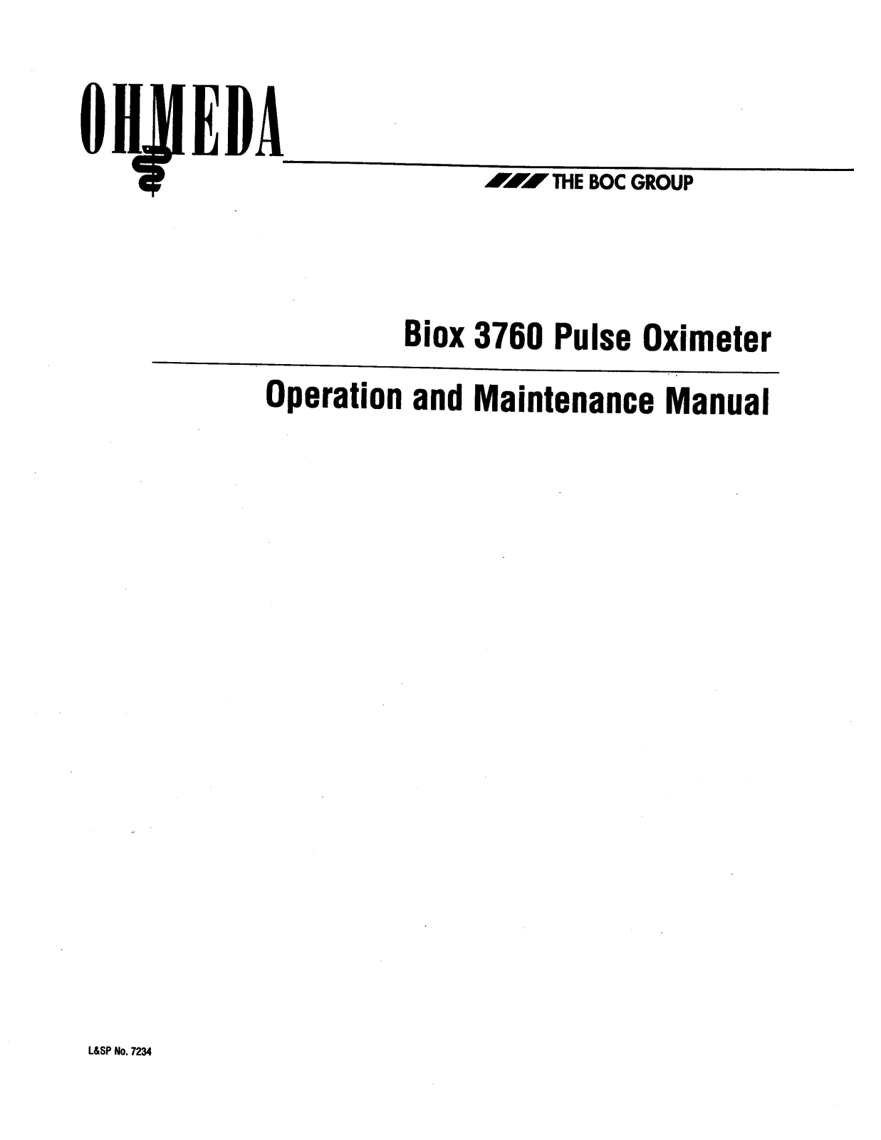 Ohmeda BIOX 3760 User manual