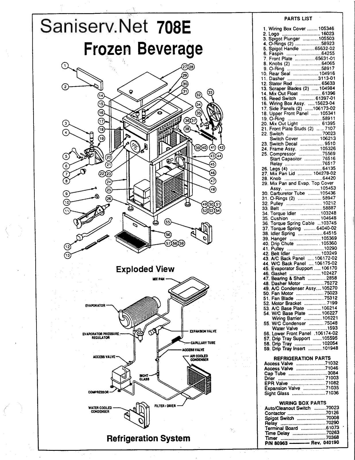 SaniServ 708E Parts Diagram