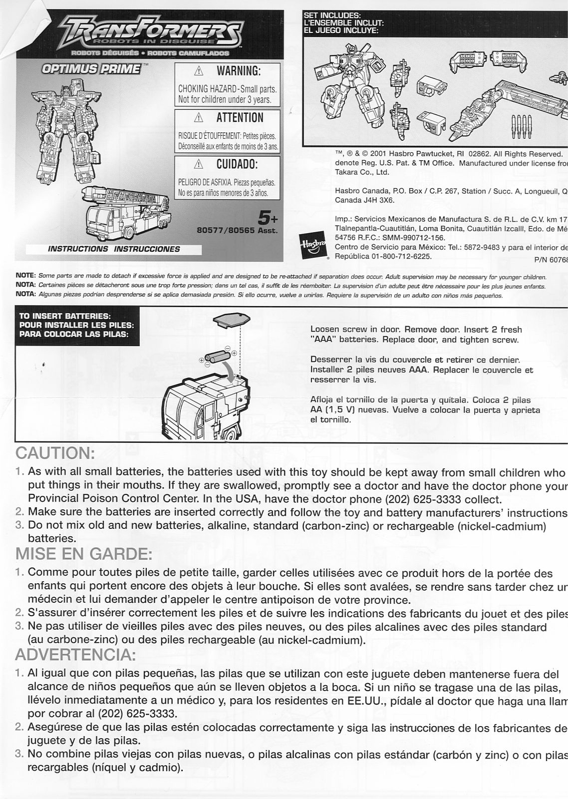 HASBRO Transformers Robots in Disguise Optimus Prime User Manual