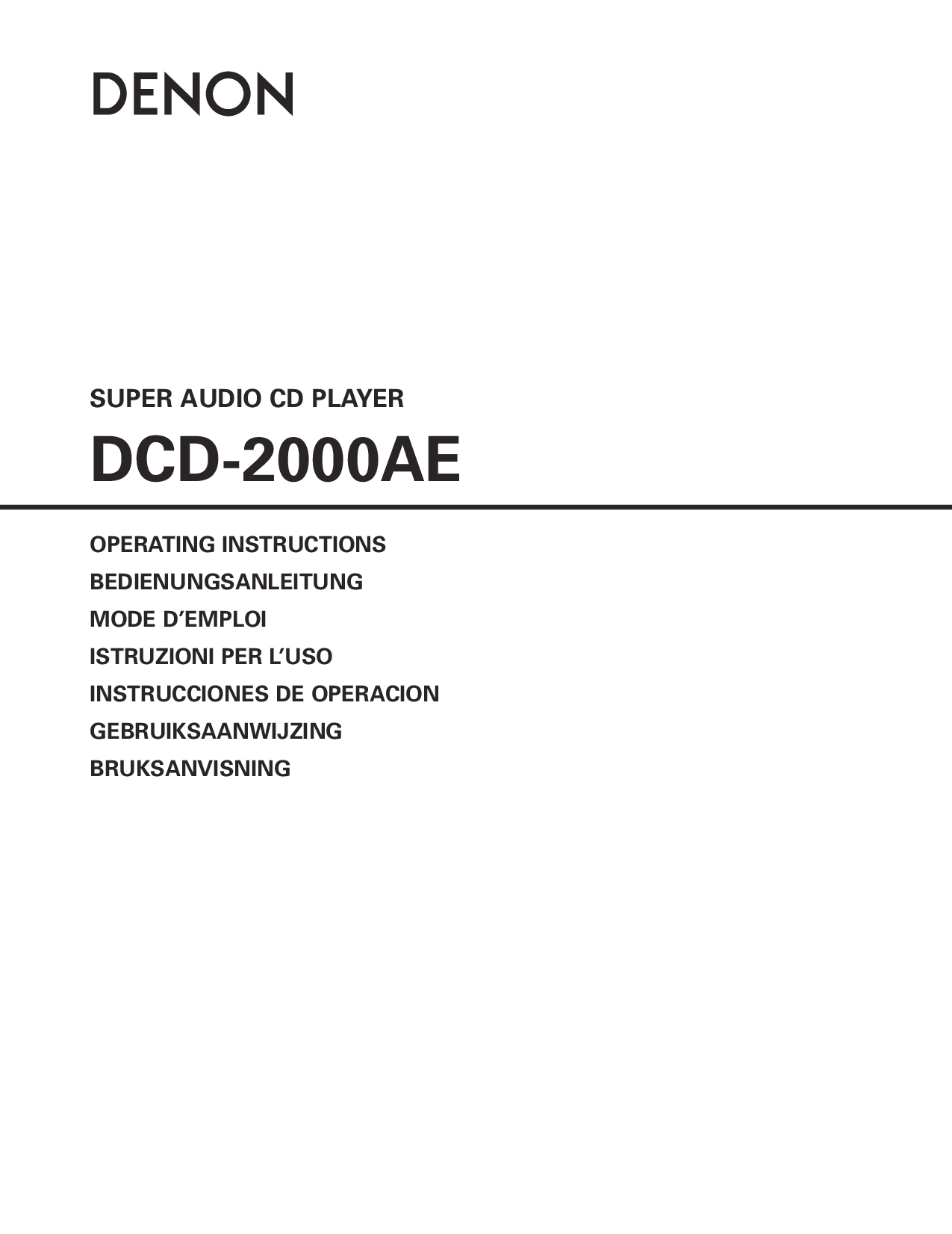 Denon DCD-2000AE User Manual