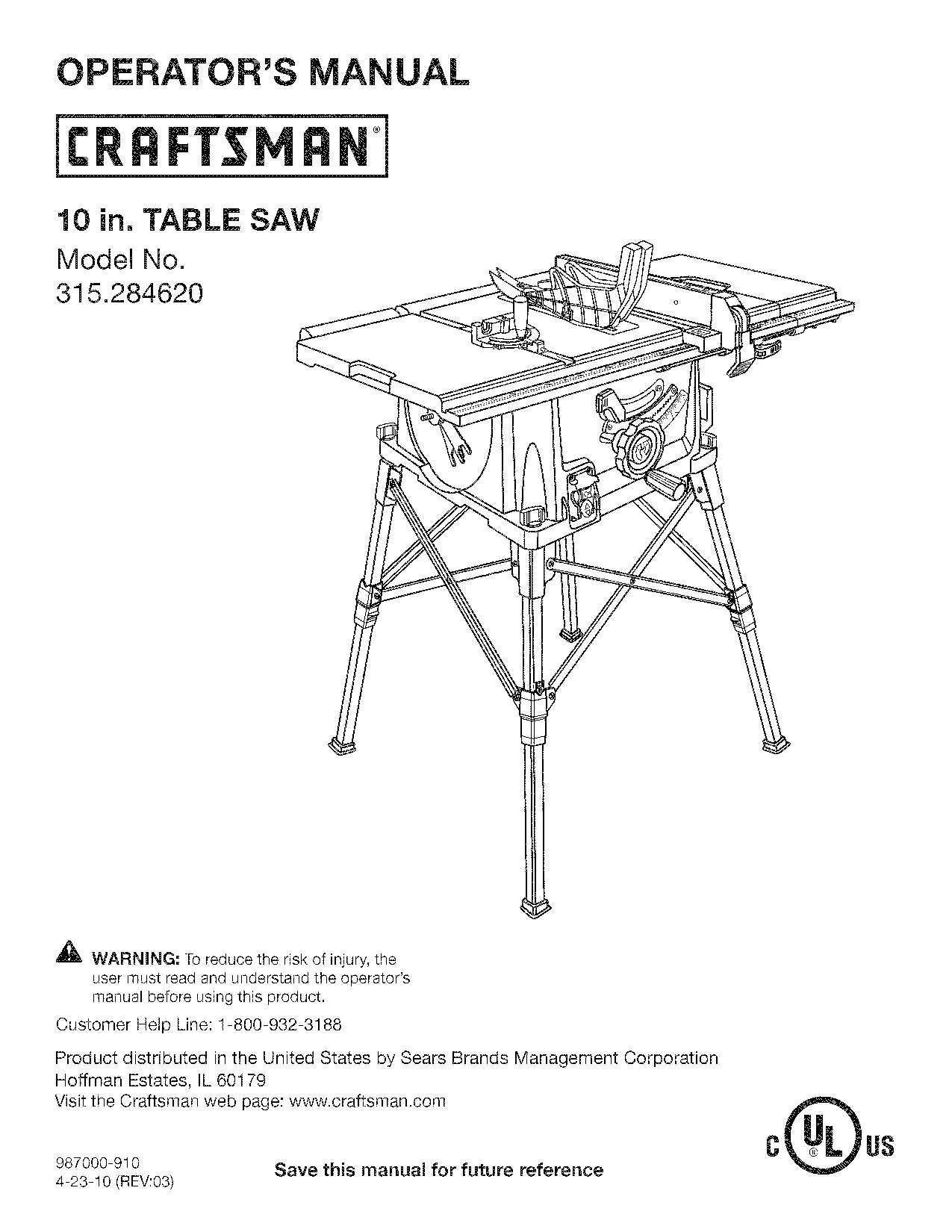 Craftsman 315.28462 User Manual