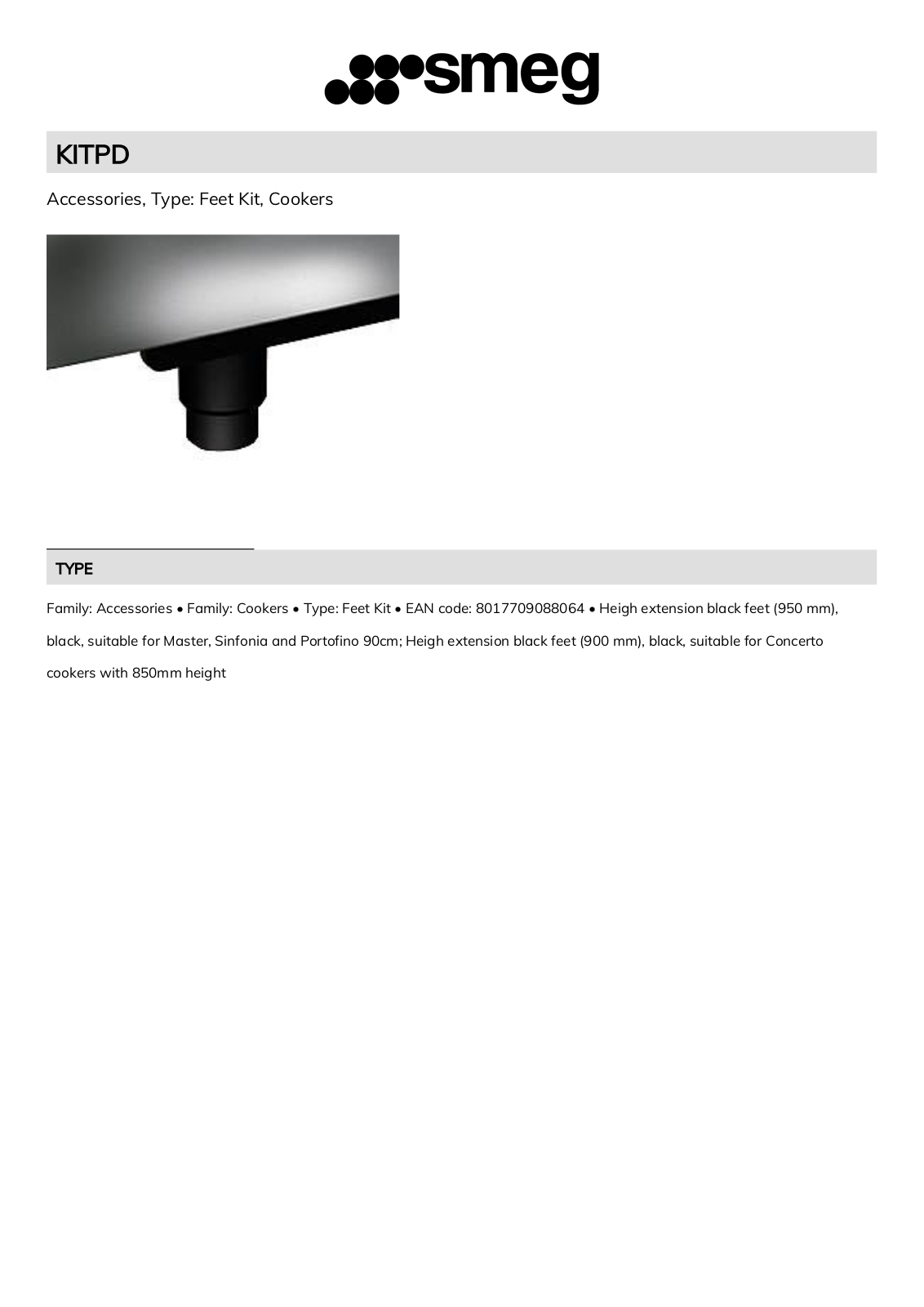 Smeg KITPD Technical sheet