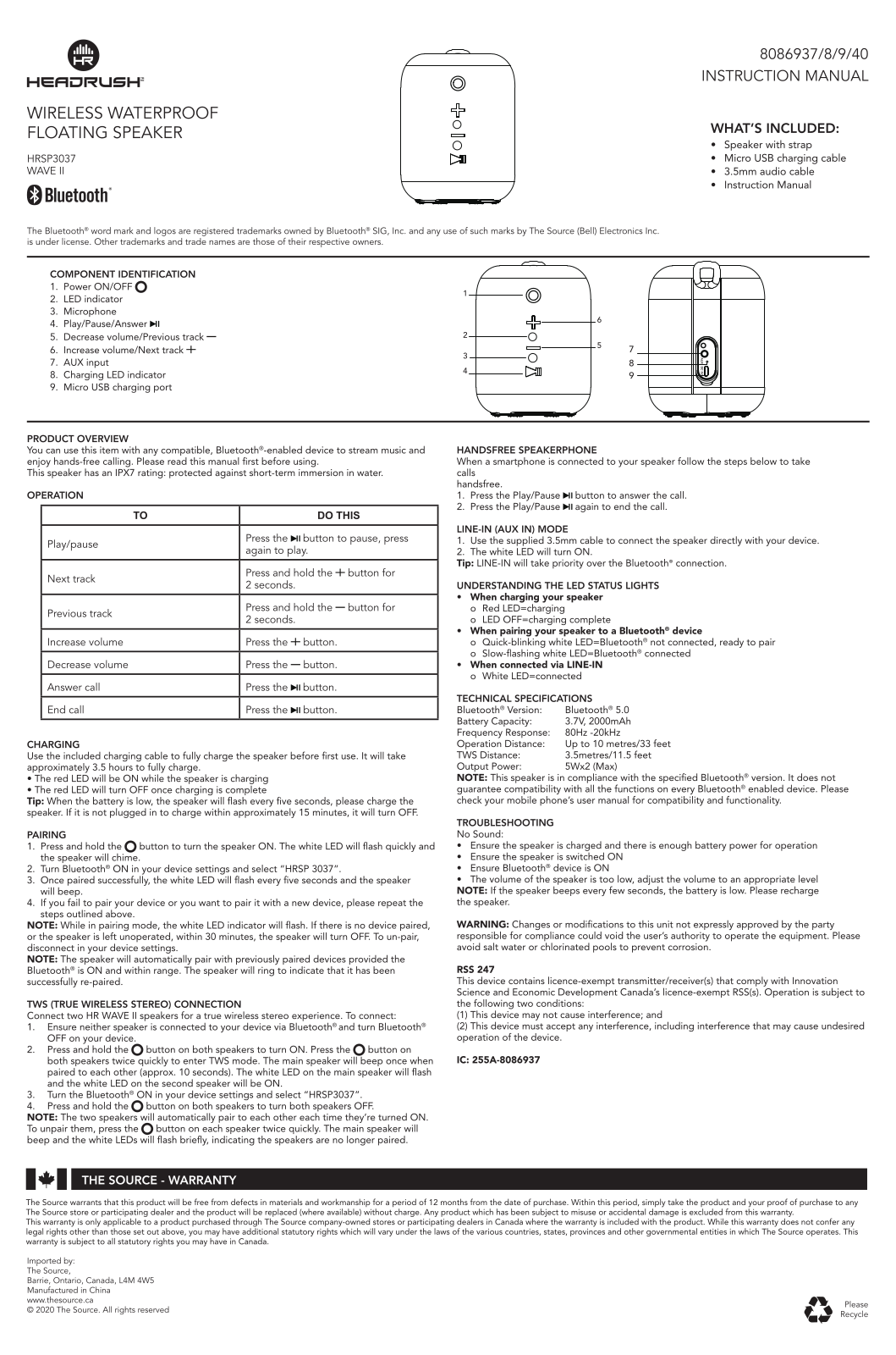 HeadRush HRSP3037 User Manual