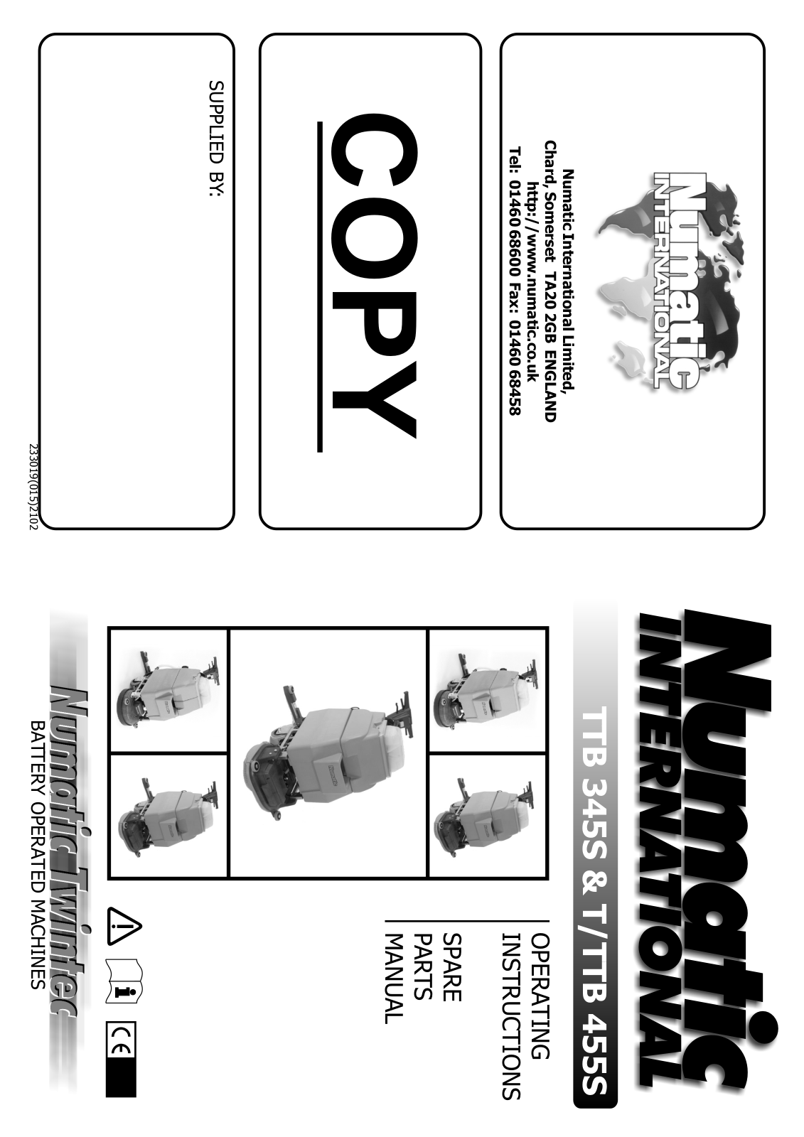 Numatic TTB 345S, T/TTB 455S Operating Instructions Manual