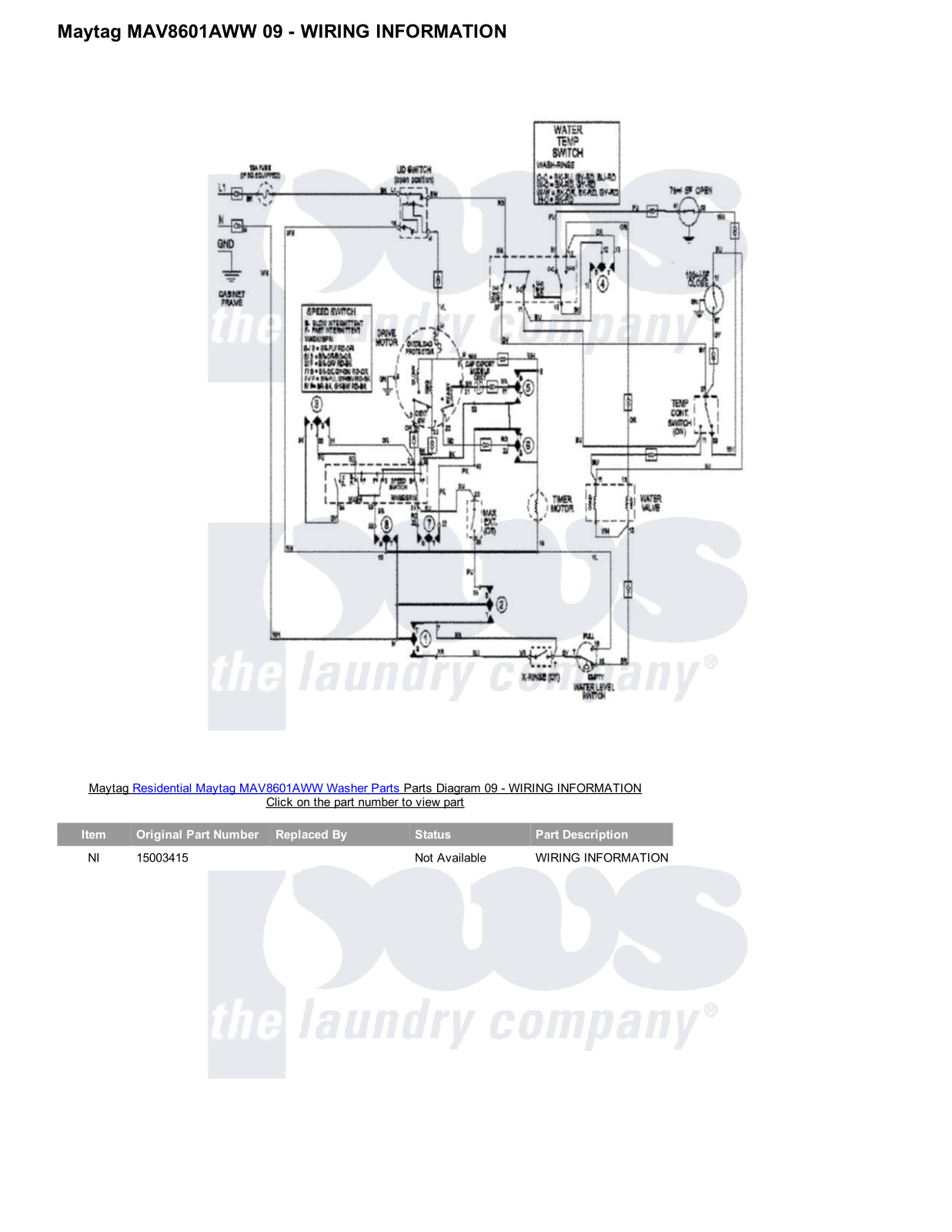 Maytag MAV8601AWW Parts Diagram