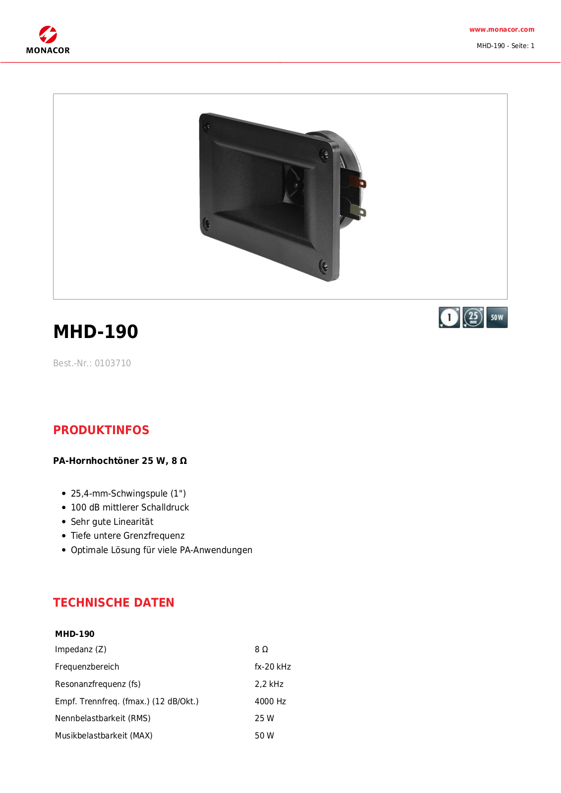 MONACOR MHD-190 Datasheet - ManualMachine.com