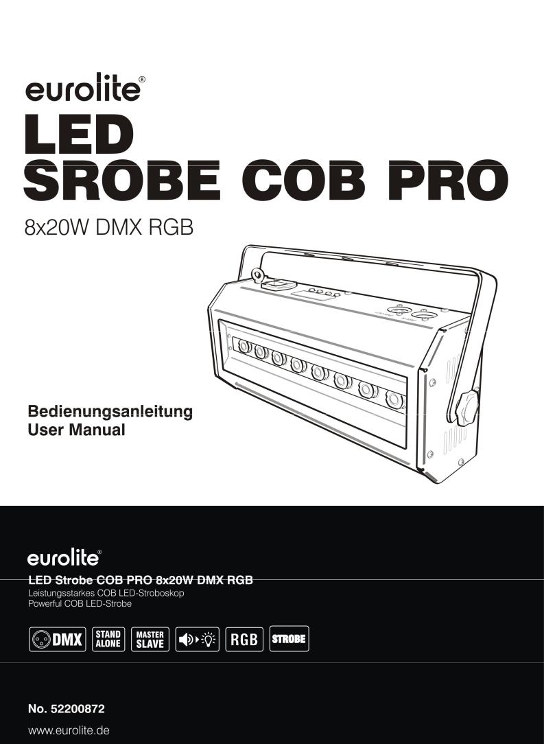 Eurolite LED strobe COB Pro 8x20W DMX RGB operation manual