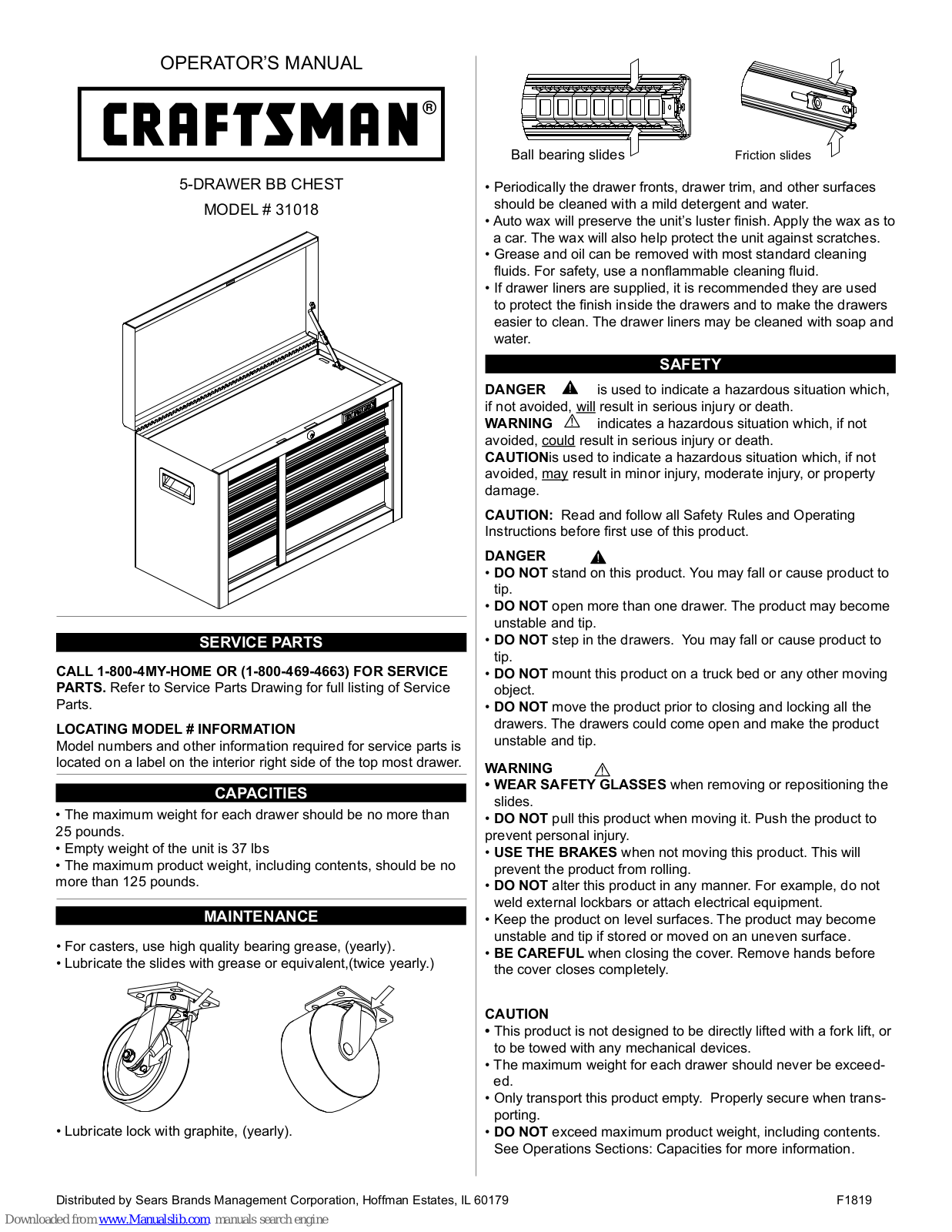 Craftsman 31018 Operator's Manual