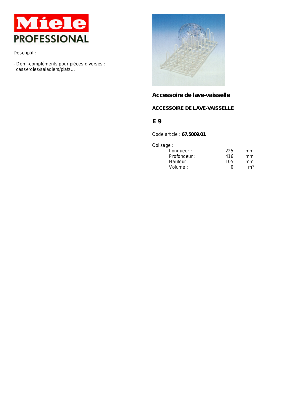 MIELE E 9 DESCRIPTIF User Manual - ManualMachine.com