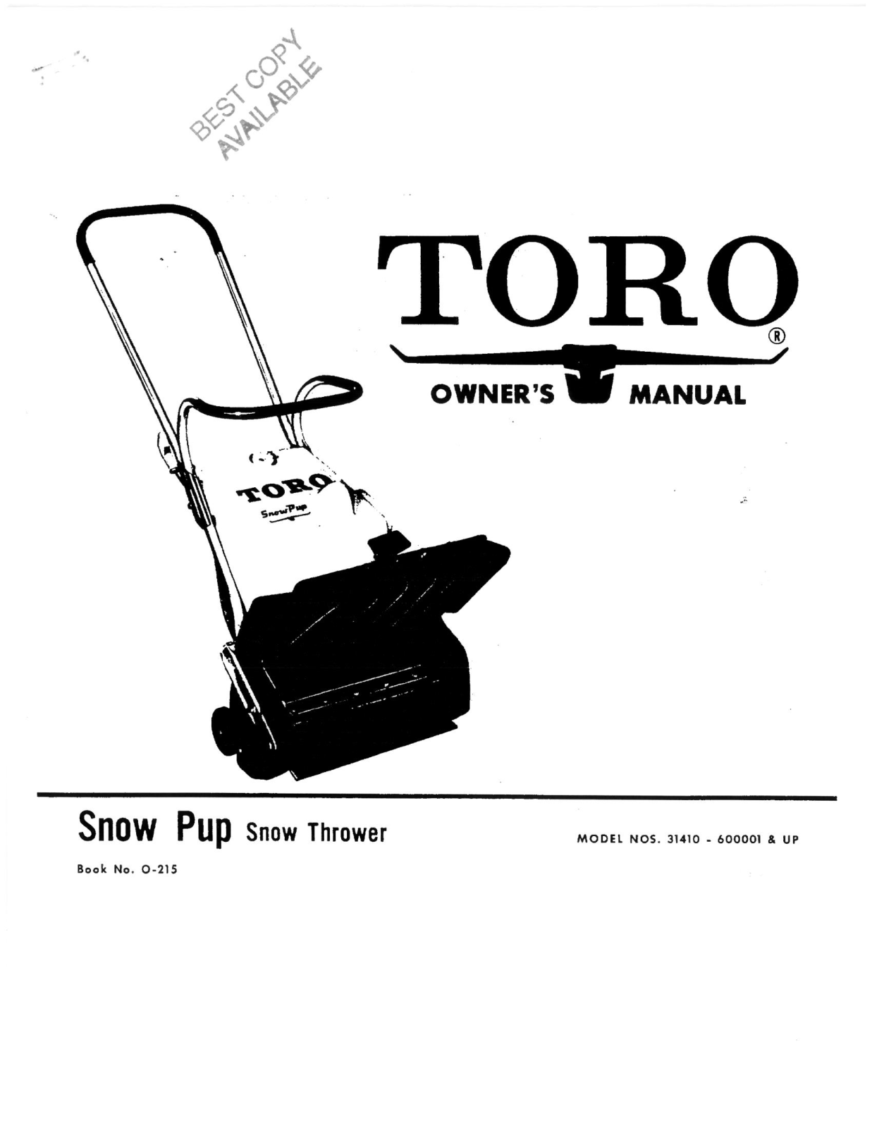 Toro 31410 Operator's Manual