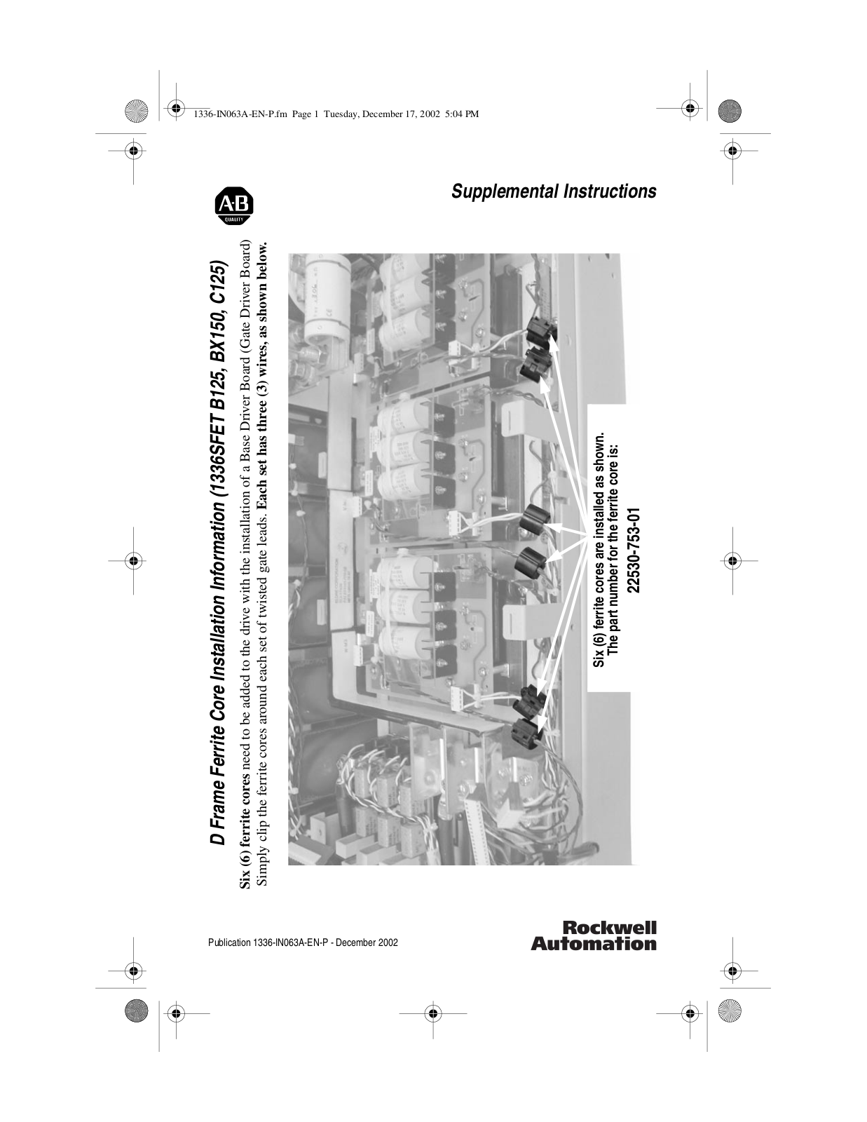 Rockwell Automation 1336-S-F-E-T D User Manual