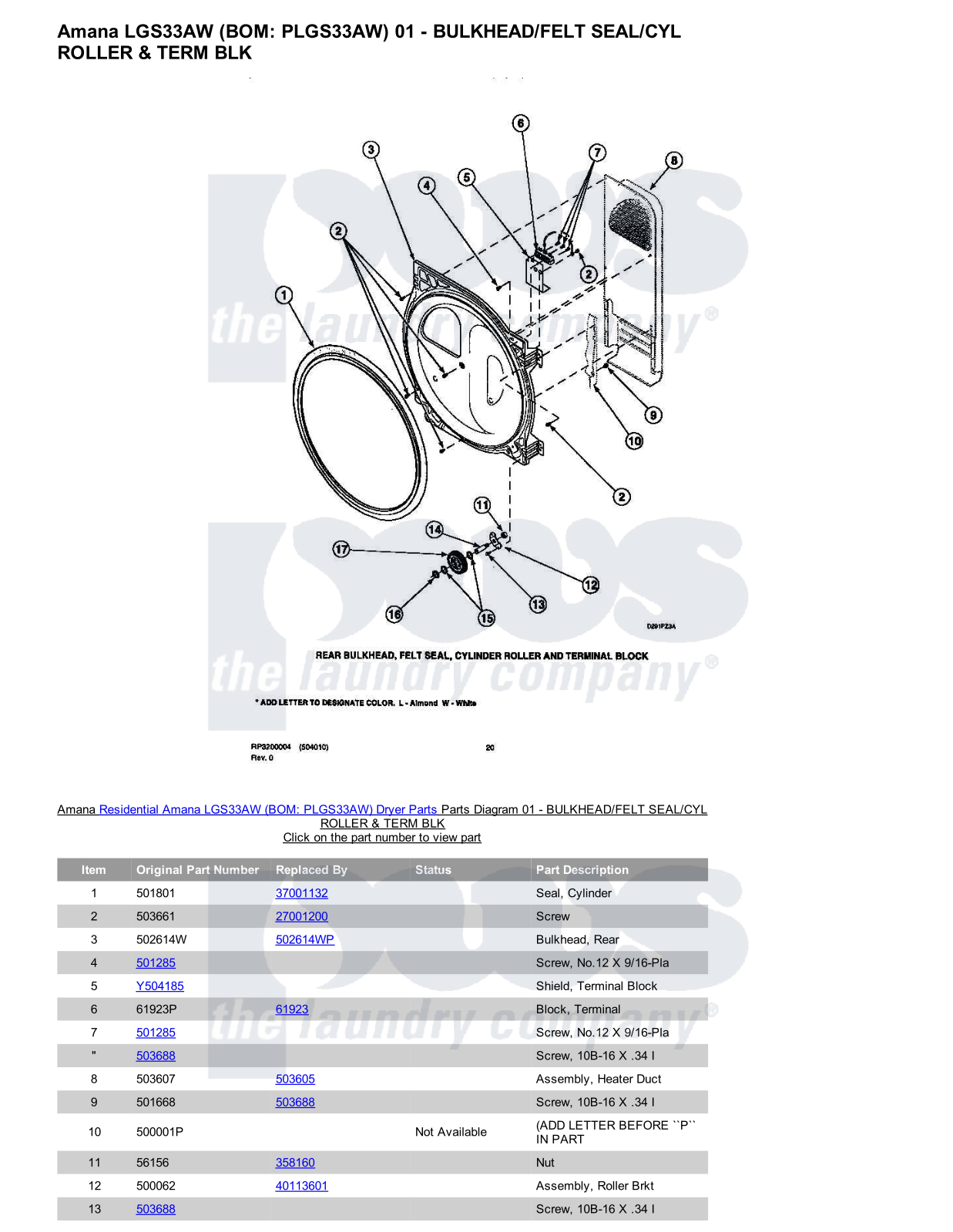 Amana LGS33AW Parts Diagram