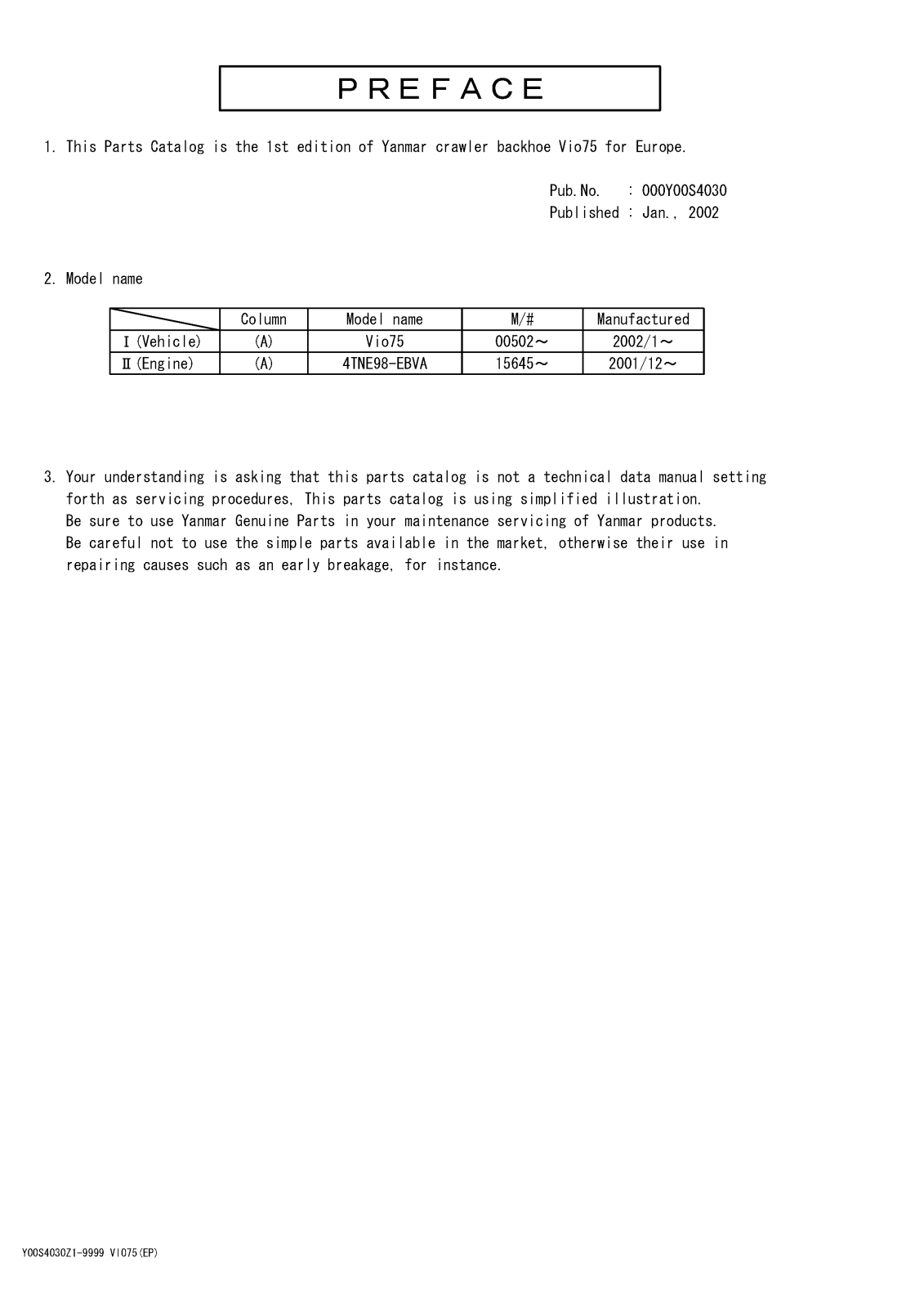 Yanmar vio75 Service Manual