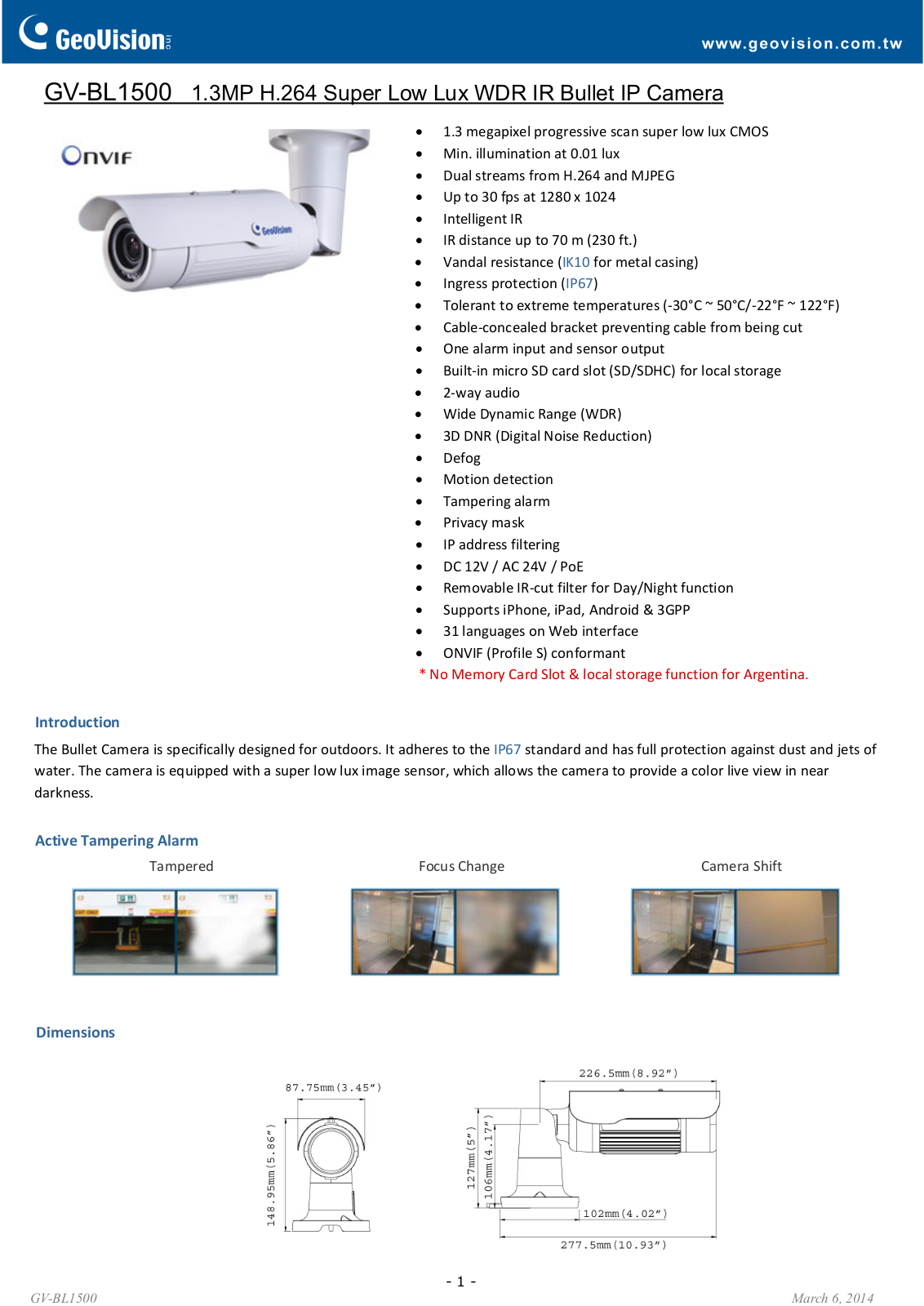 GeoVision BL1500 User Manual