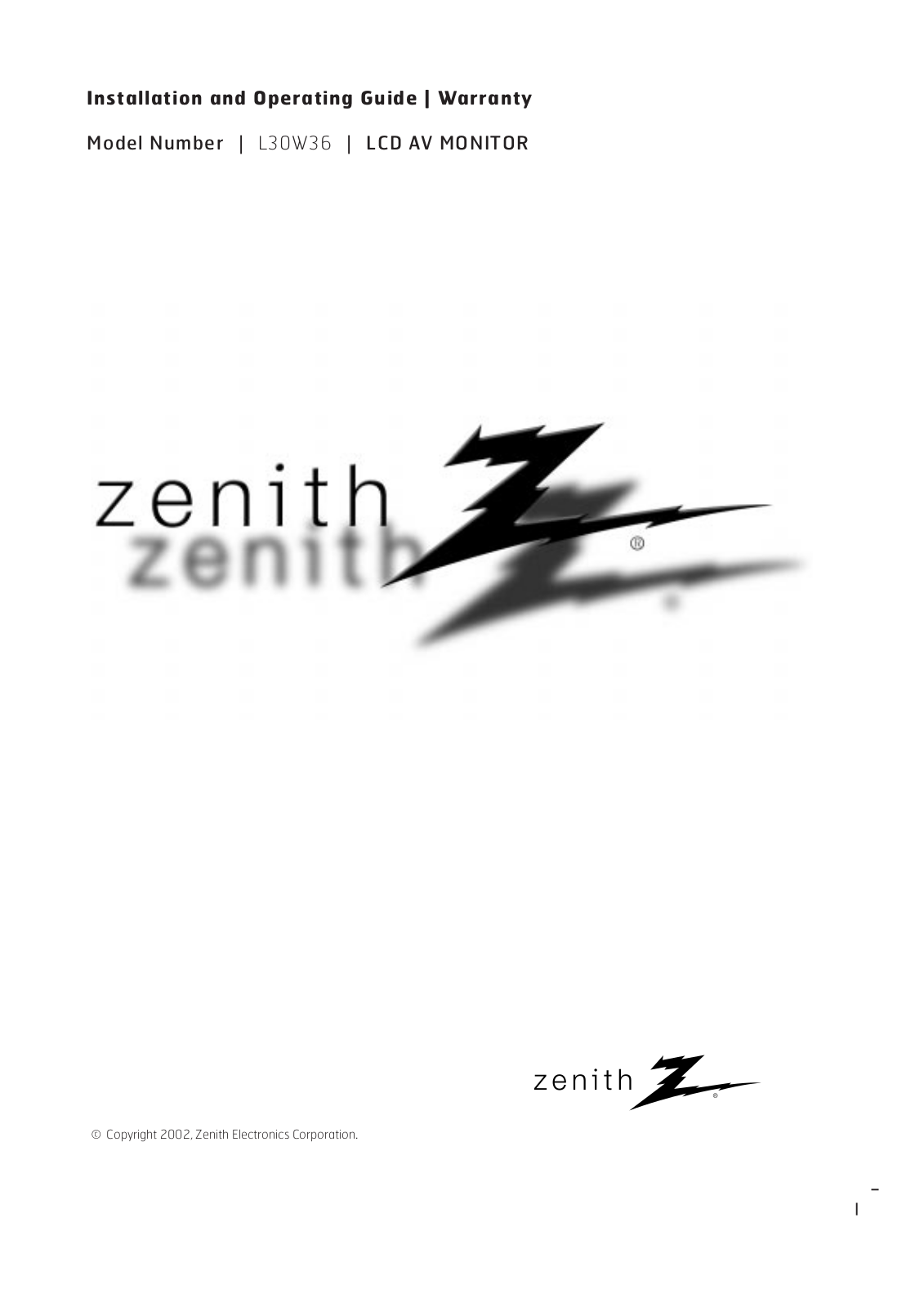 Zenith L30W36 Installation Manual