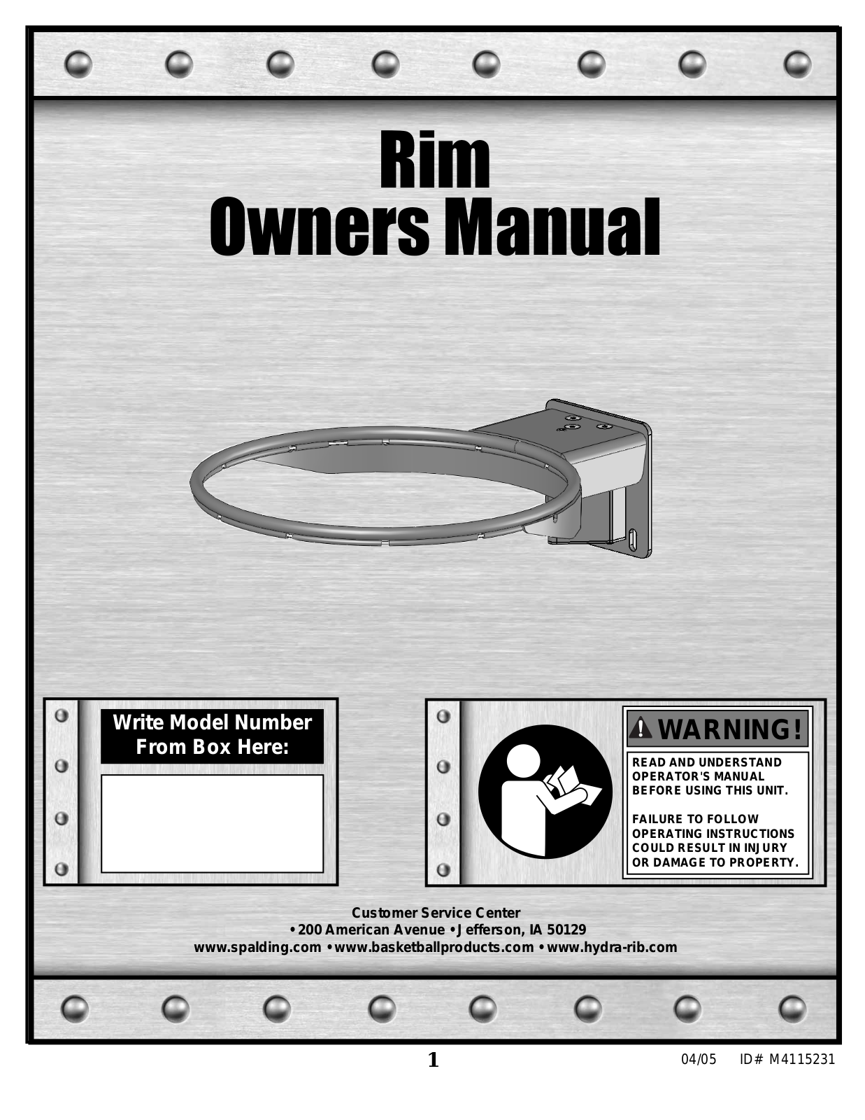 Spalding M4115231 User Manual