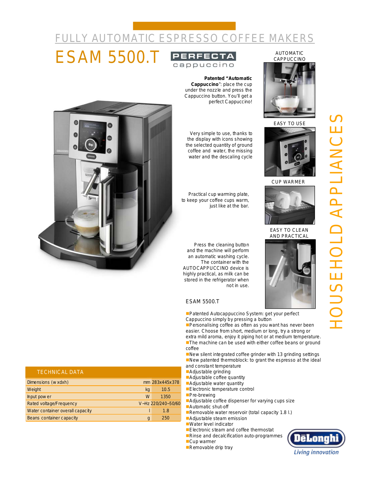 Delonghi ESAM5500T Information Sheet