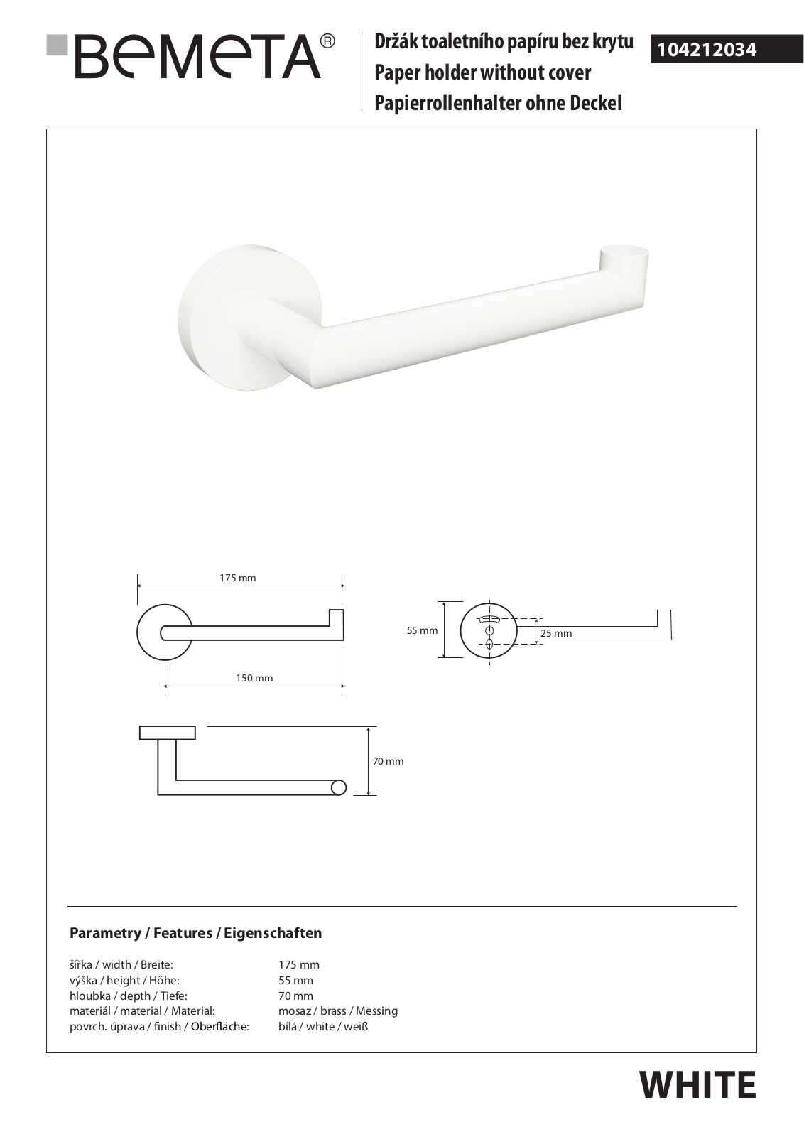 Bemeta White 104212034 User guide