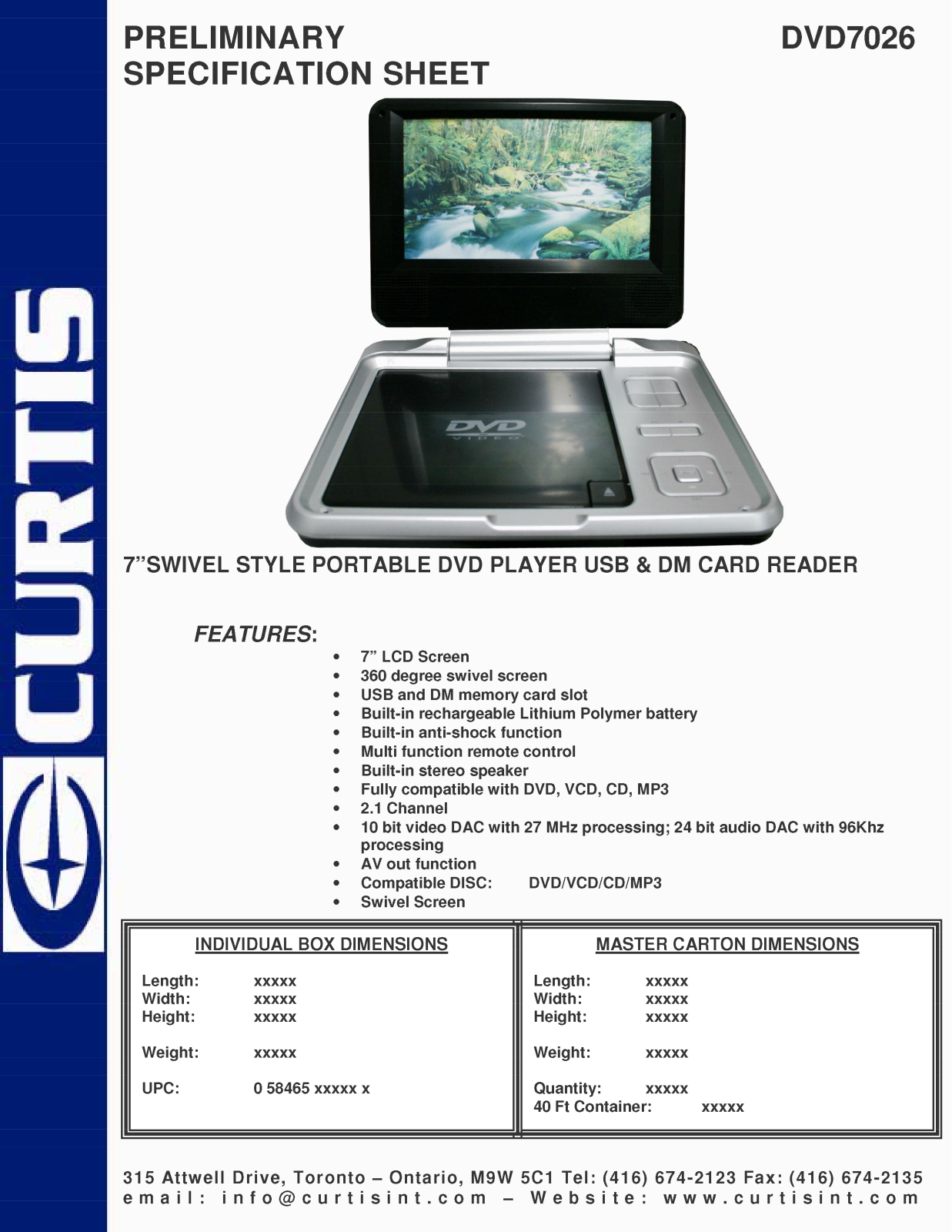 Curtis DVD7026 User Manual