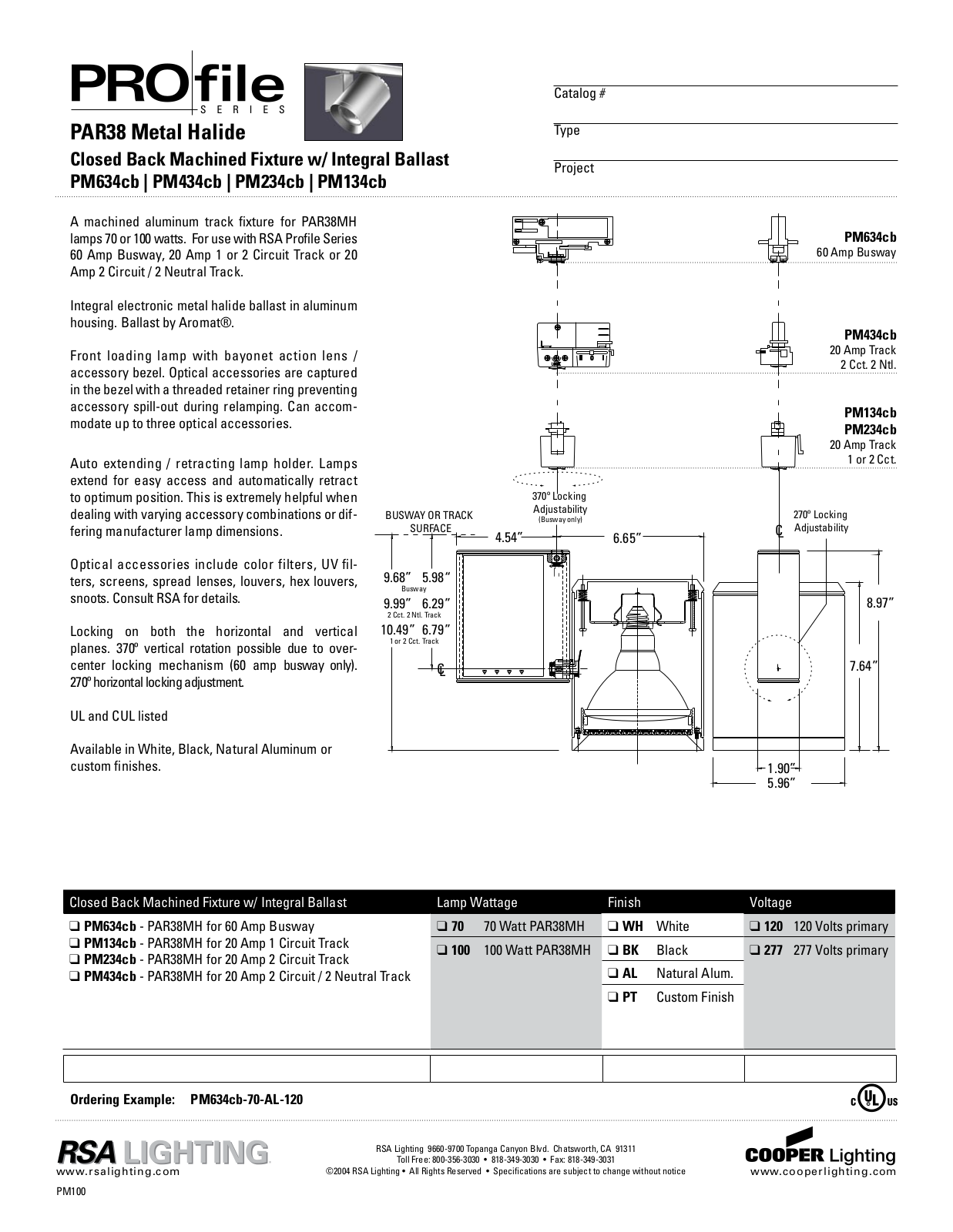 Cooper Lighting PM634cb, PM434cb, PM134cb, PM234cb User Manual