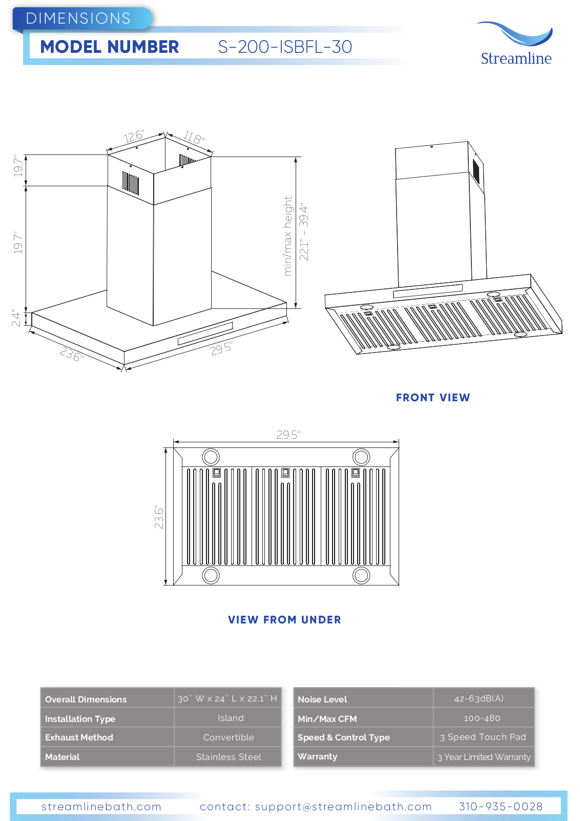 Streamline S200ISBFL30 User Manual