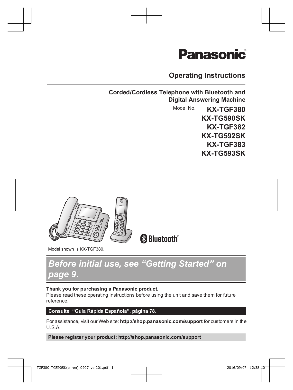 Panasonic KX-TG590SK, KX-TG593SK, KX-TG592SK Operating Instructions