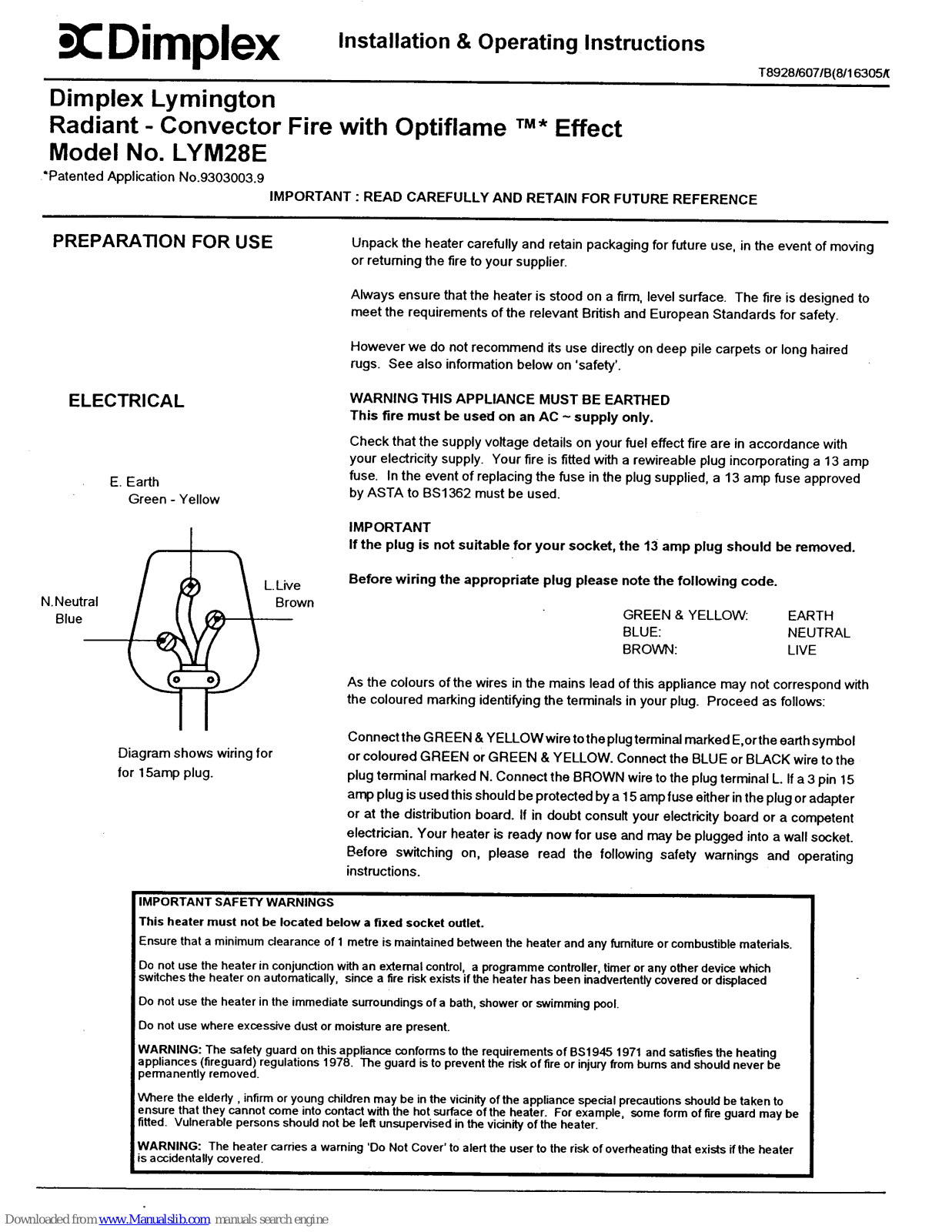 Dimplex LYM28E Lymington Installation & Operation Instructions