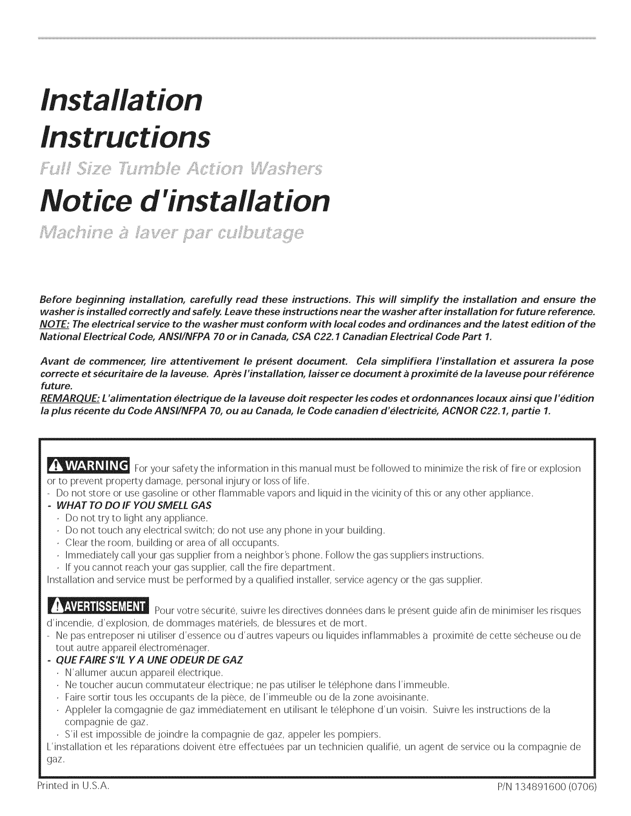 Frigidaire BTF1240FS1, FTF1240FS0, FTF1240FS1, FTF530FS1, FTF530FS2 Installation Guide - ManualMachine.com