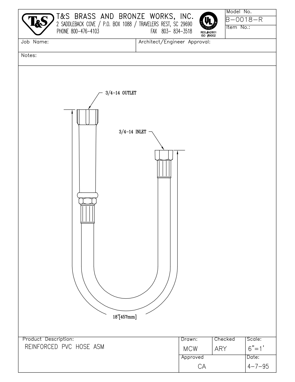 T&S Brass B-0018-R User Manual