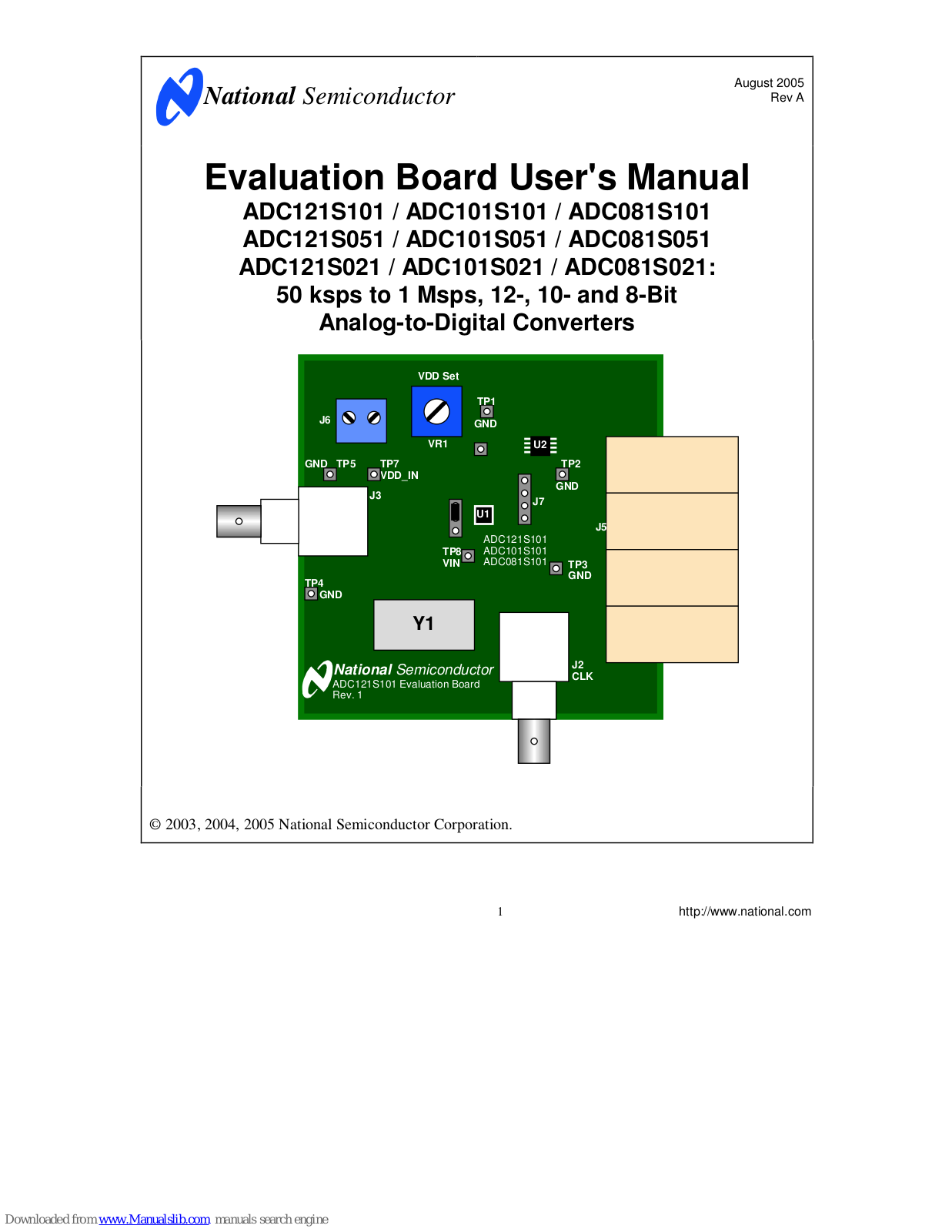 National Semiconductor ADC121S101, ADC101S101, ADC081S101, ADC101S051, ADC121S051 User Manual