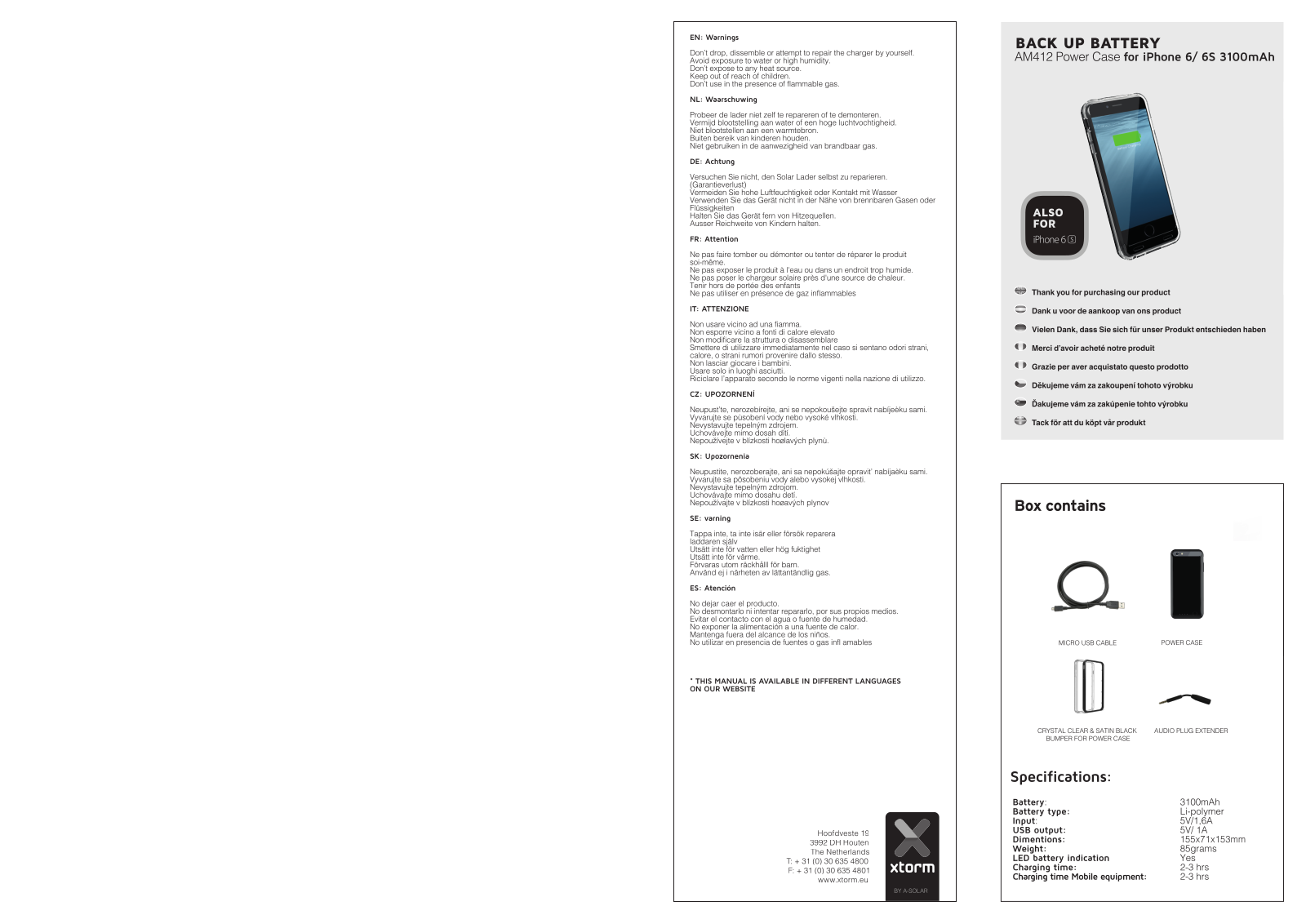 Xtorm by A-Solar AM412 Data Sheet - ManualMachine.com